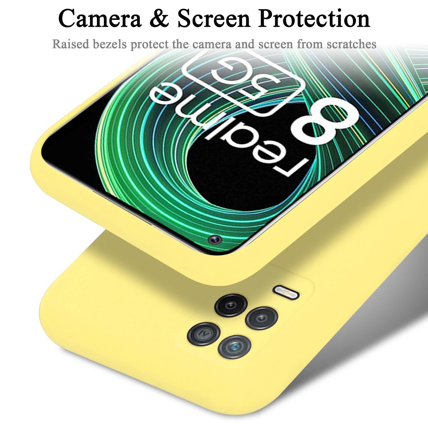 Cadorabo Schutzhülle für Realme 8 5G / V13 / Q3 / Q3i / Narzo 30 5G Hülle in Gelb Handyhülle Case Cover TPU Etui