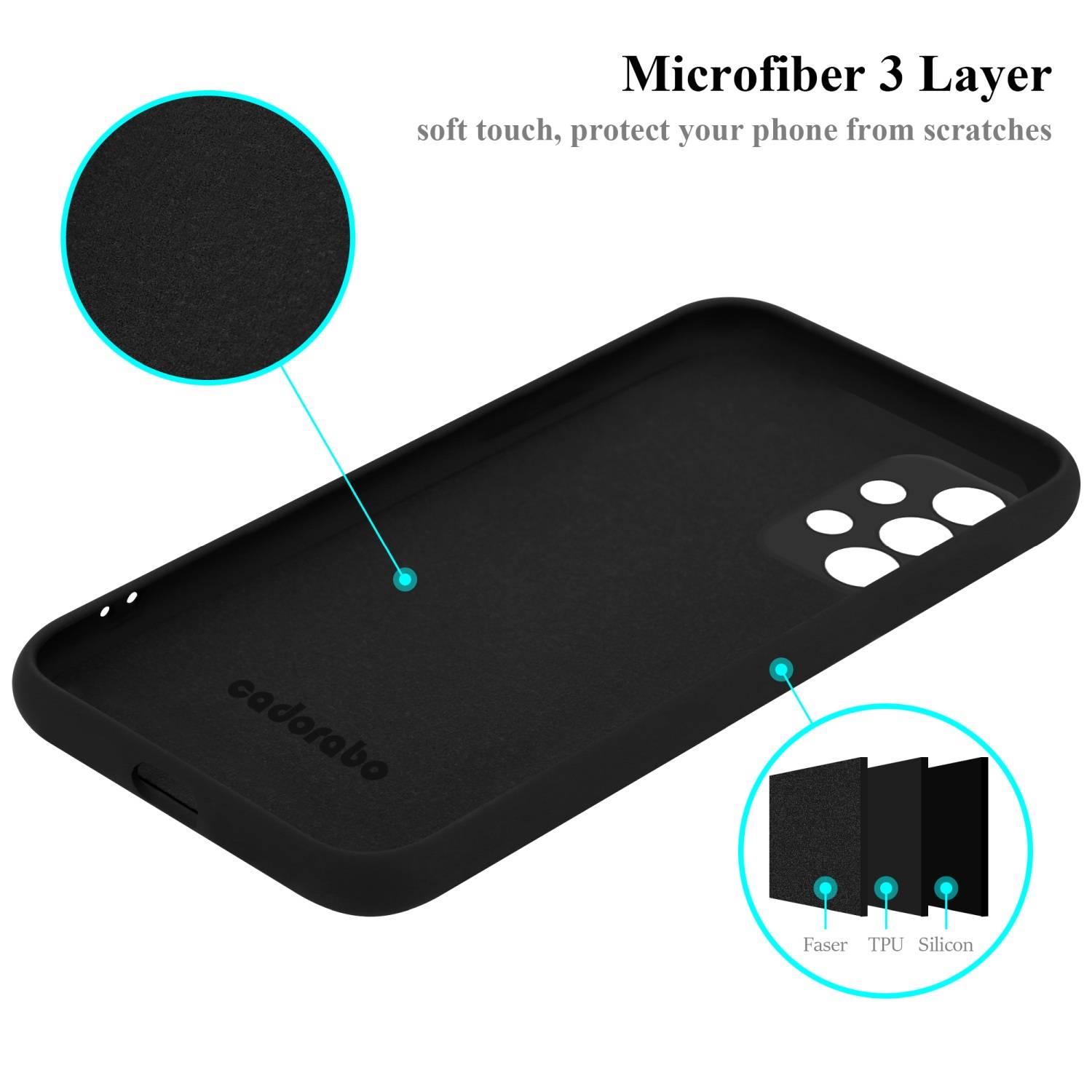 Cadorabo Schutzhülle für Samsung Galaxy A73 5G Hülle in Schwarz Handyhülle Case Cover TPU Etui