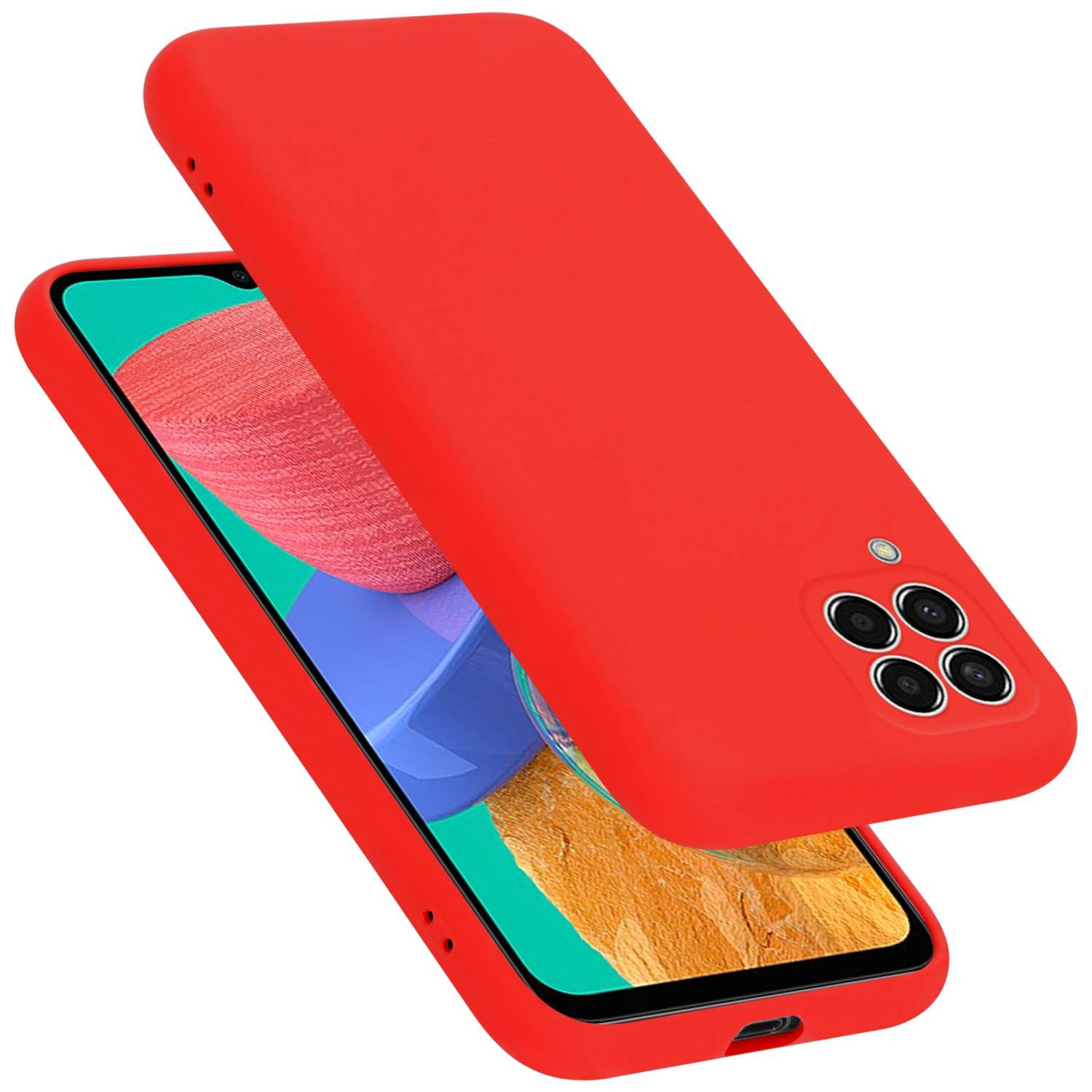 Cadorabo Schutzhülle für Samsung Galaxy M33 5G Hülle in Rot Handyhülle Case Cover TPU Etui