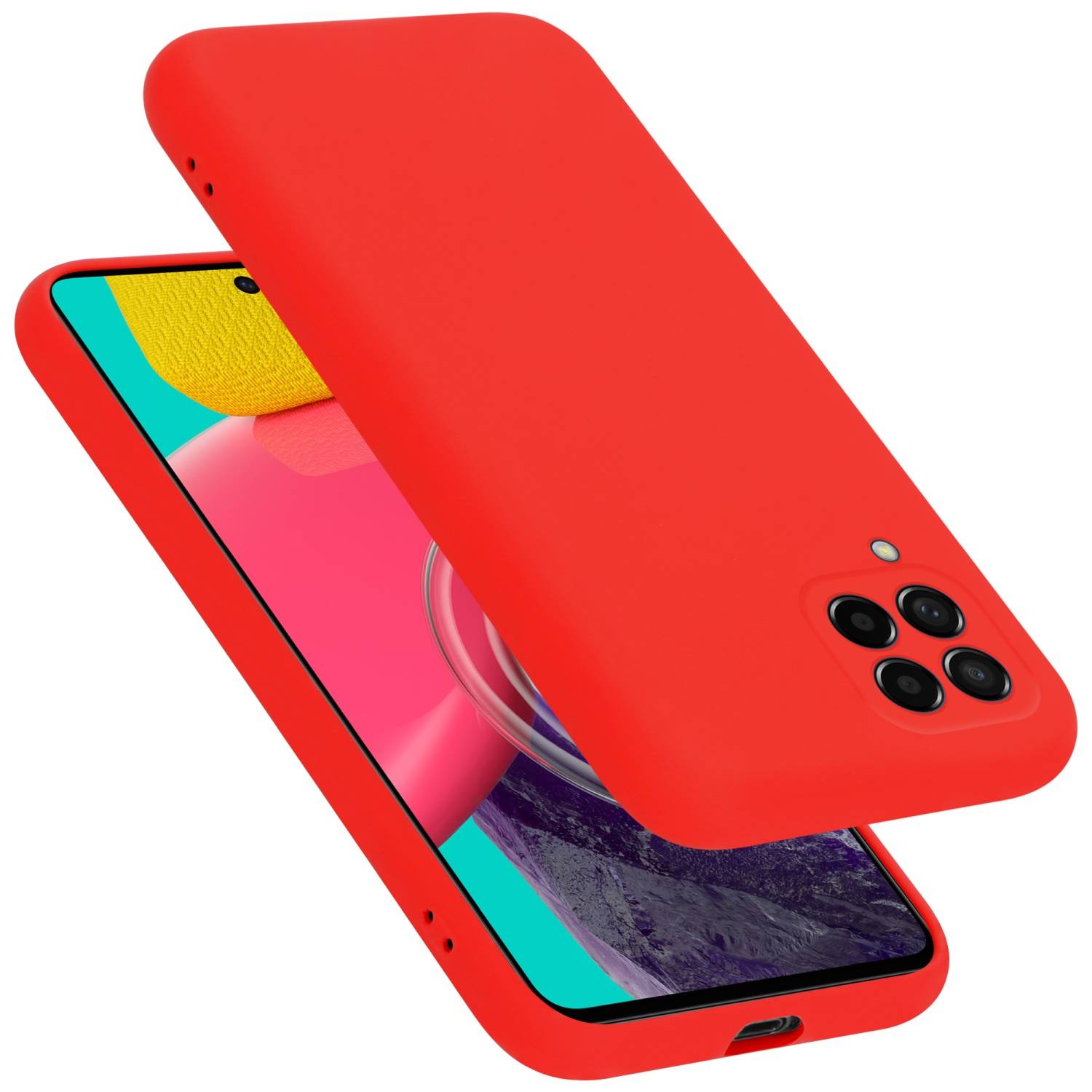 Cadorabo Schutzhülle für Samsung Galaxy M53 5G Hülle in Rot Handyhülle Case Cover TPU Etui
