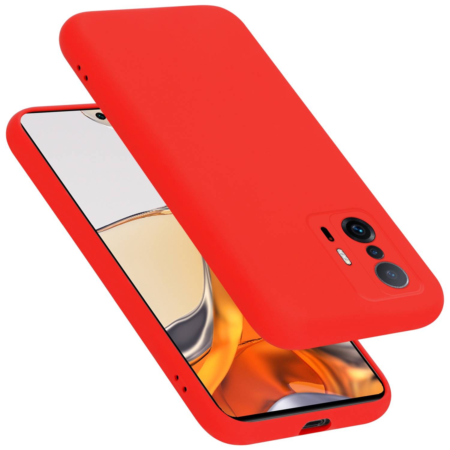 Cadorabo Schutzhülle für Xiaomi 11T / 11T PRO Hülle in Rot Handyhülle Case Cover TPU Etui