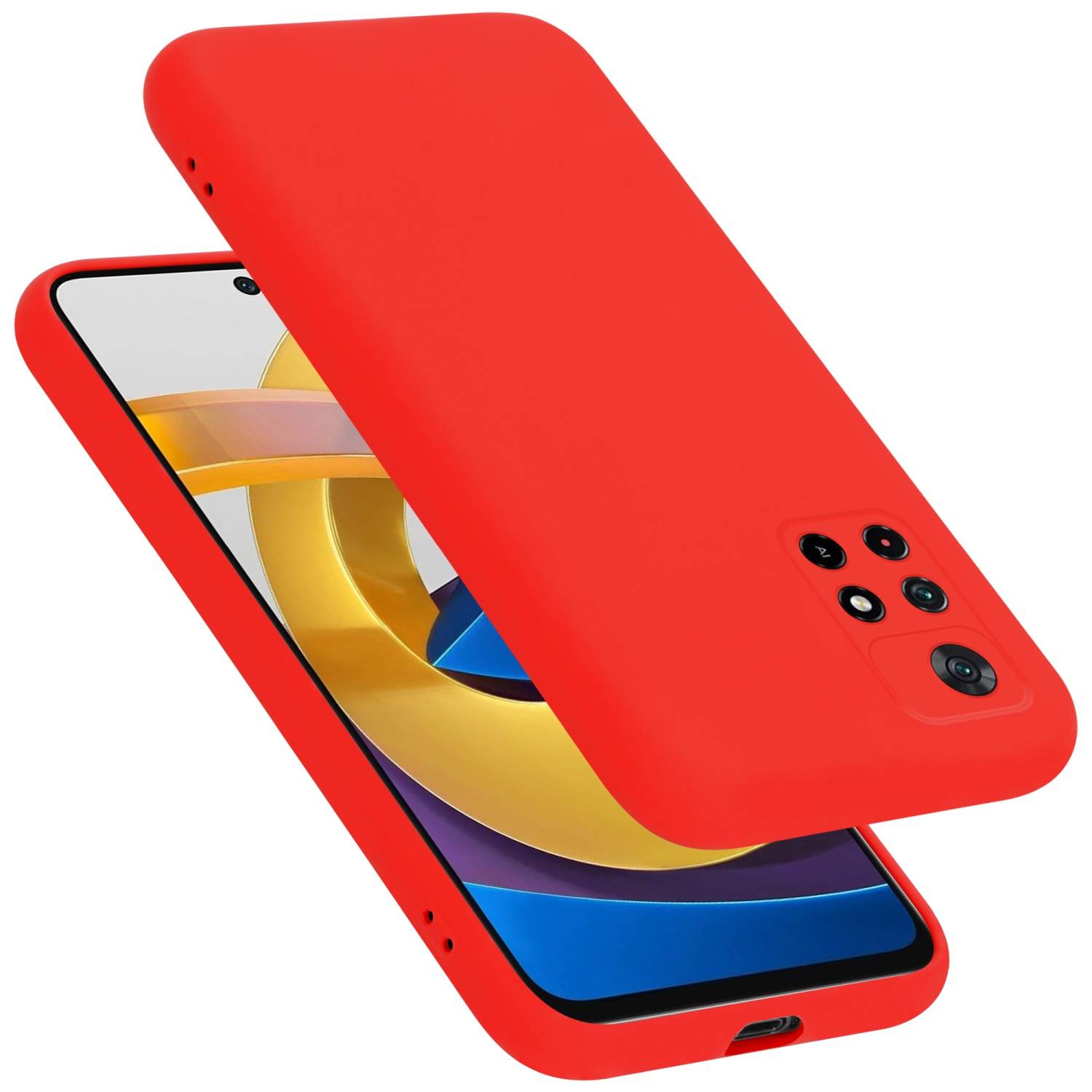Cadorabo Schutzhülle für Xiaomi POCO M4 PRO 5G Hülle in Rot Handyhülle Case Cover TPU Etui