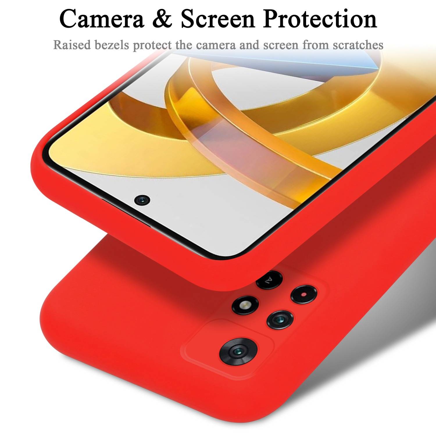 Cadorabo Schutzhülle für Xiaomi POCO M4 PRO 5G Hülle in Rot Handyhülle Case Cover TPU Etui