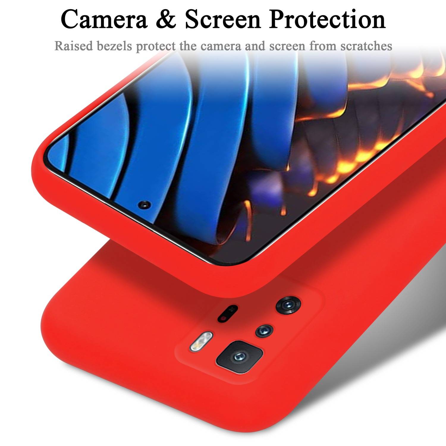 Cadorabo Schutzhülle für Xiaomi POCO X3 GT Hülle in Rot Handyhülle Case Cover TPU Etui