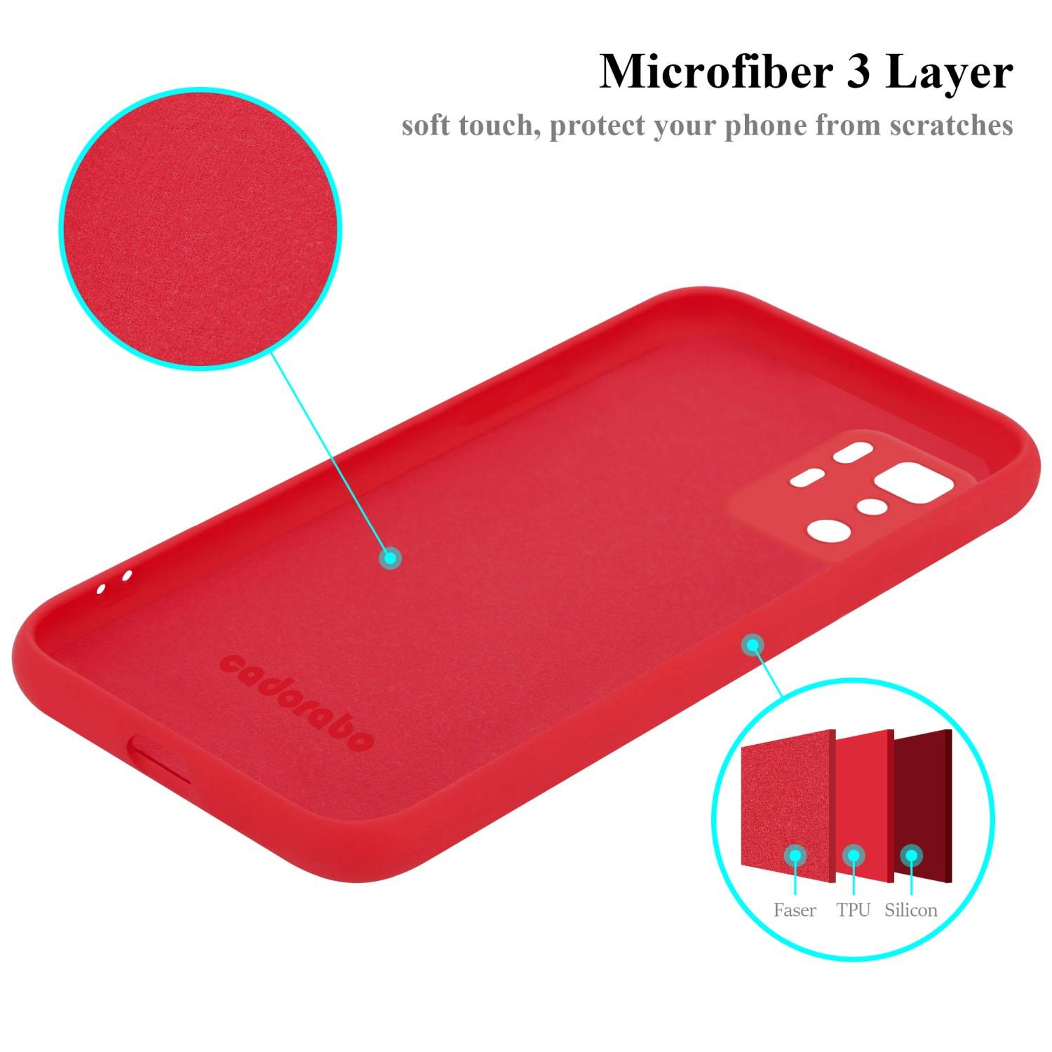 Cadorabo Schutzhülle für Xiaomi POCO X3 GT Hülle in Rot Handyhülle Case Cover TPU Etui