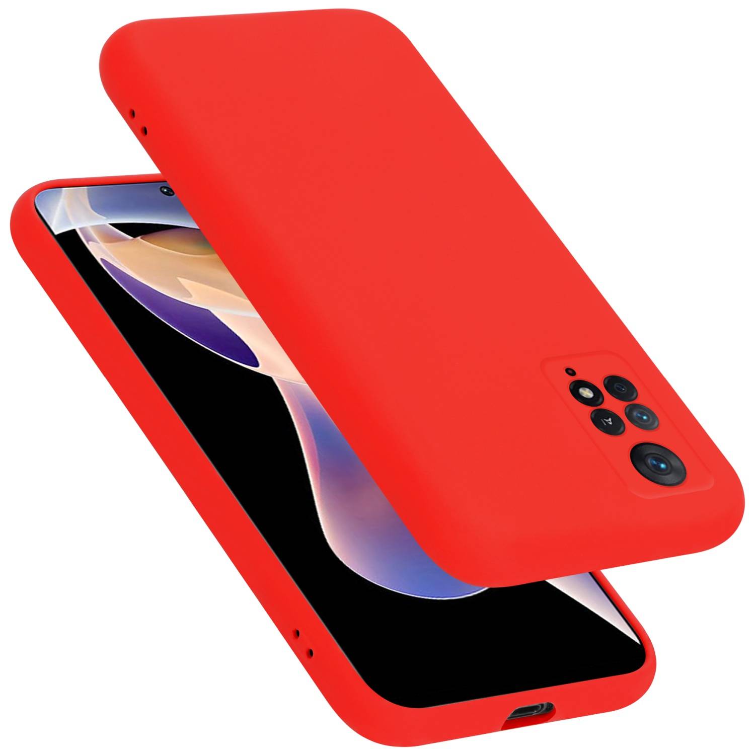 Cadorabo Schutzhülle für Xiaomi RedMi NOTE 11 PRO 4G / 5G Hülle in Rot Handyhülle Case Cover TPU Etui
