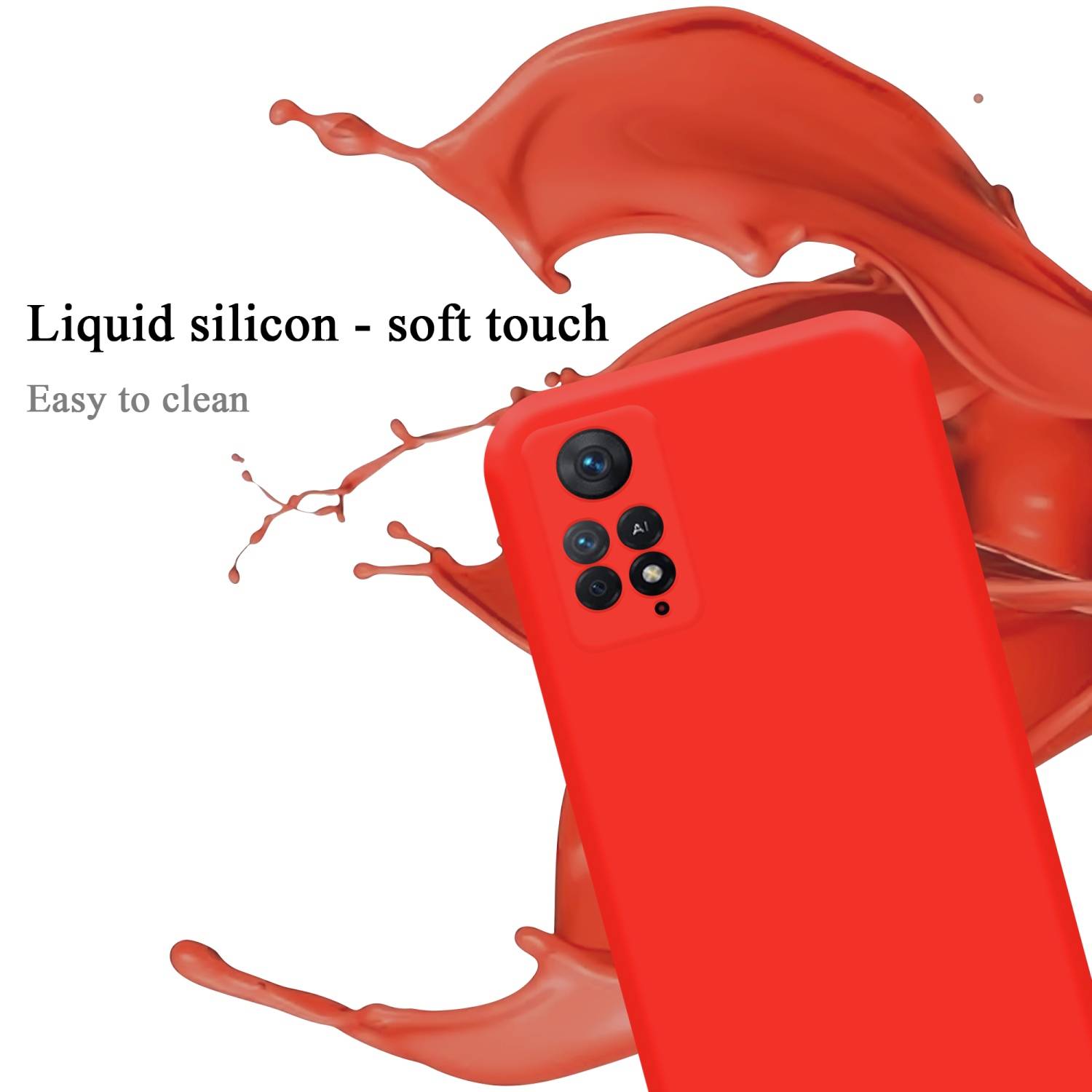 Cadorabo Schutzhülle für Xiaomi RedMi NOTE 11 PRO 4G / 5G Hülle in Rot Handyhülle Case Cover TPU Etui