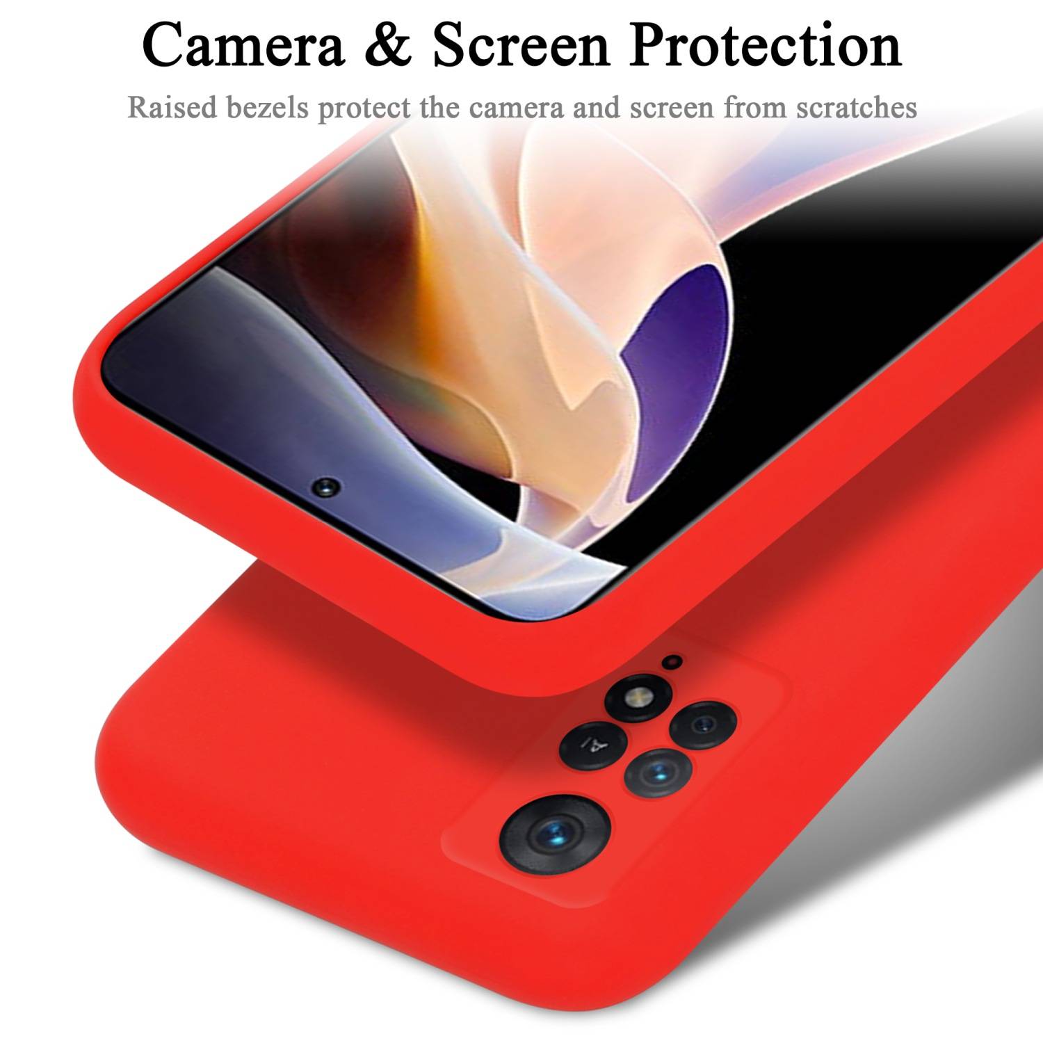 Cadorabo Schutzhülle für Xiaomi RedMi NOTE 11 PRO 4G / 5G Hülle in Rot Handyhülle Case Cover TPU Etui
