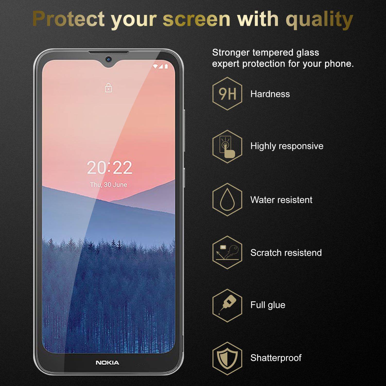 Cadorabo Panzer Folie für Nokia C21 Schutzfolie in Transparent Gehärtetes Tempered Display-Schutzglas
