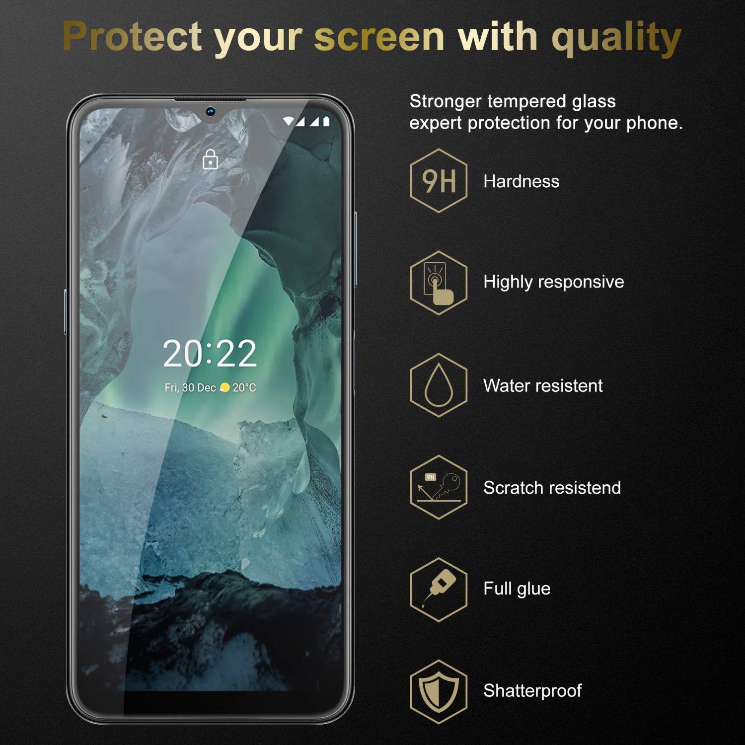 Cadorabo Panzer Folie für Nokia G11 / G21 Schutzfolie in Transparent Gehärtetes Tempered Display-Schutzglas
