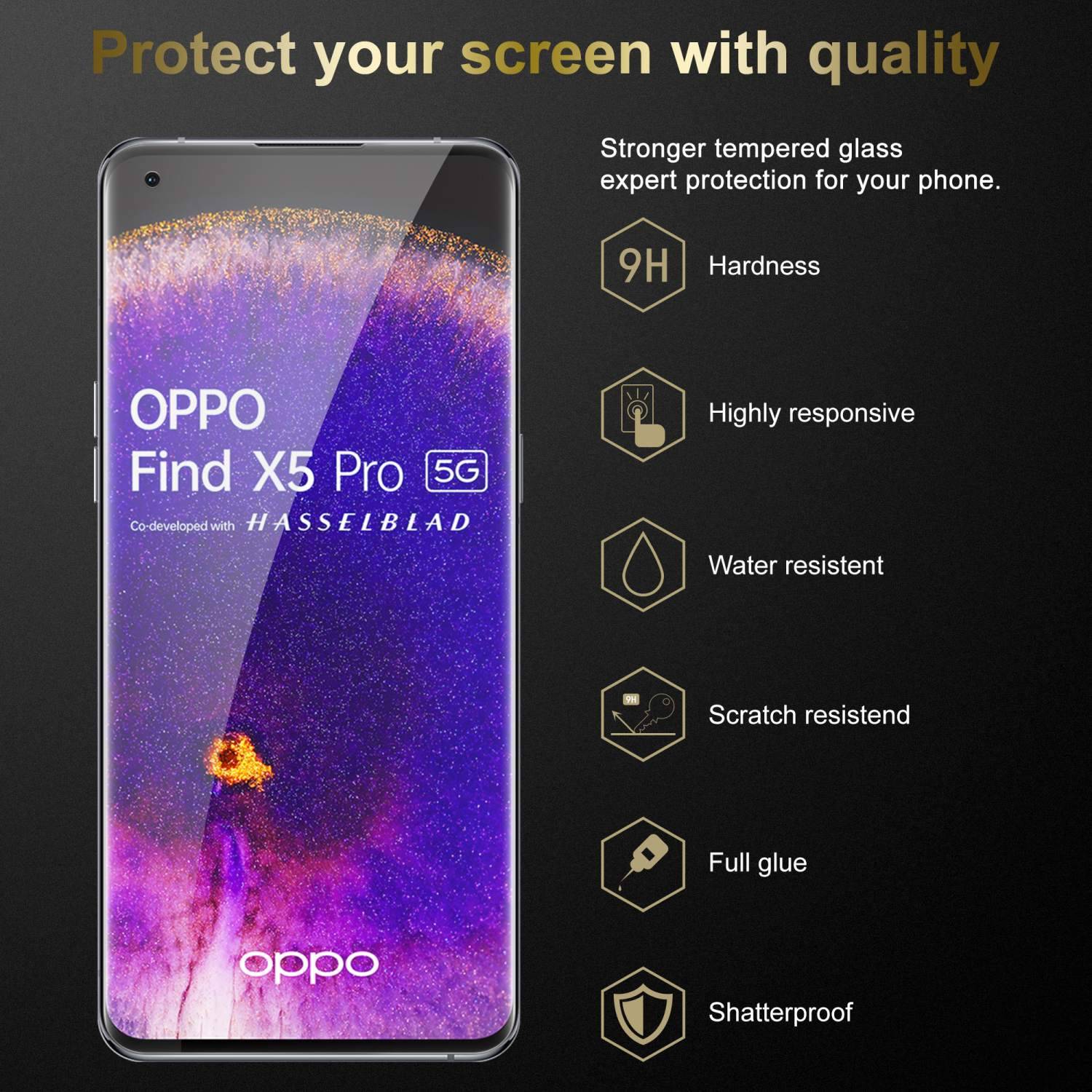 Cadorabo Panzer Folie für Oppo FIND X5 PRO Schutzfolie in Transparent Gehärtetes Tempered Display-Schutzglas