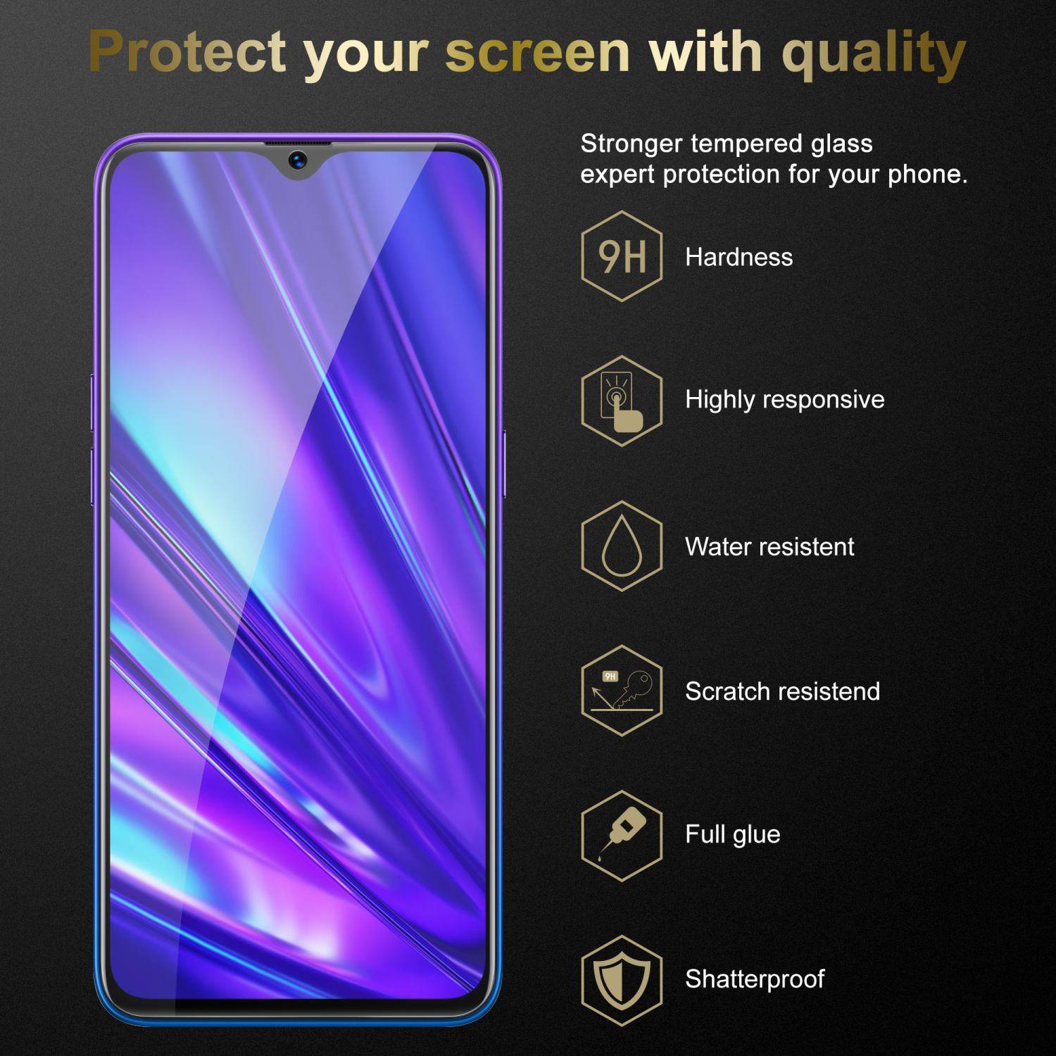 Cadorabo Panzer Folie für Realme 5 PRO / Realme Q Schutzfolie in Transparent Gehärtetes Tempered Display-Schutzglas