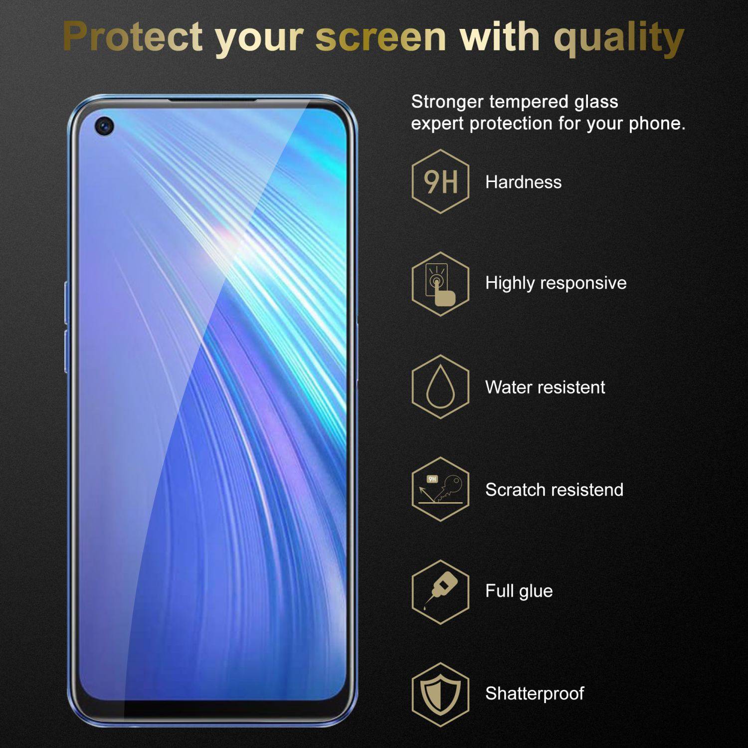 Cadorabo Panzer Folie für Realme 6 4G / 6s Schutzfolie in Transparent Gehärtetes Tempered Display-Schutzglas