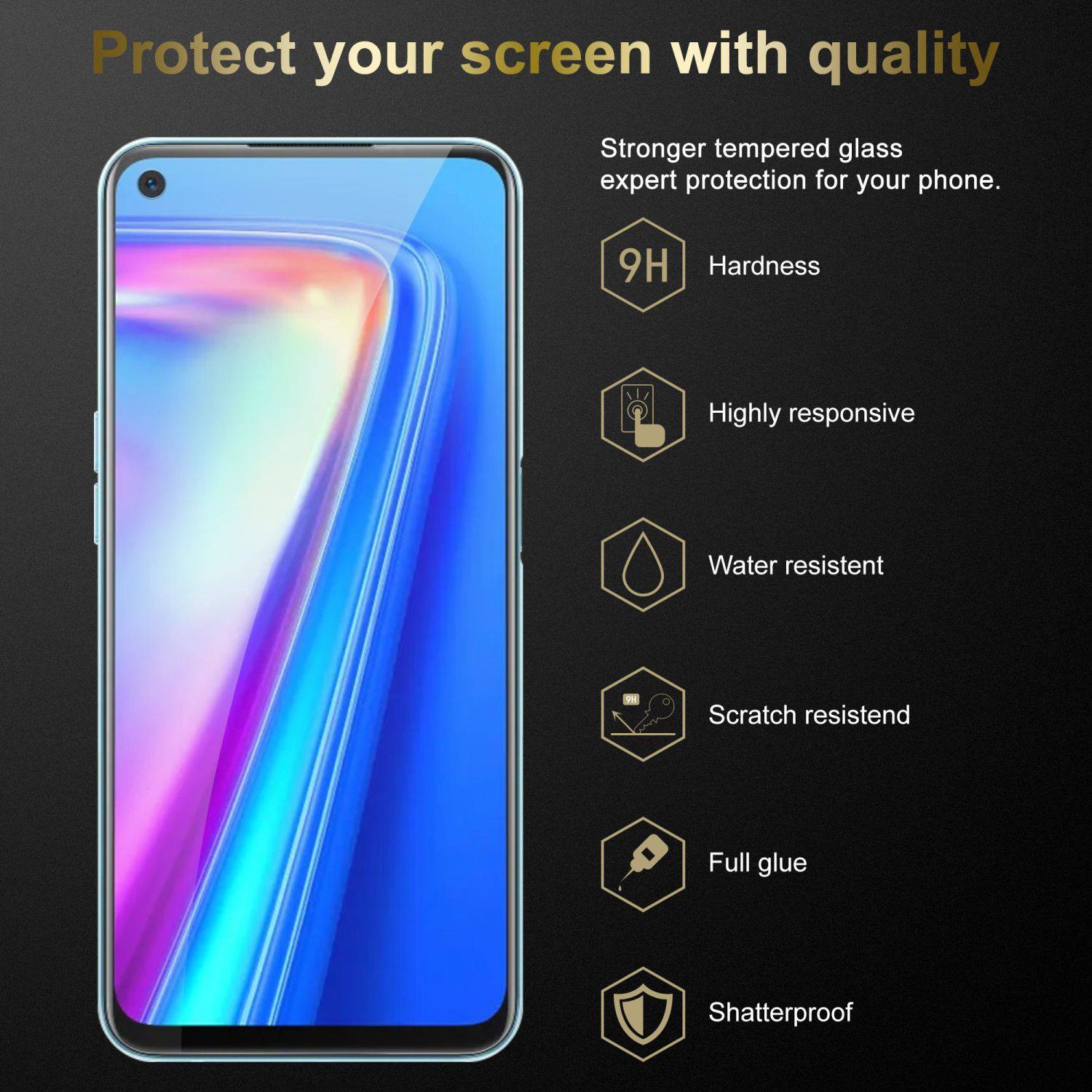 Cadorabo Panzer Folie für Realme 7 5G Schutzfolie in Transparent Gehärtetes Tempered Display-Schutzglas