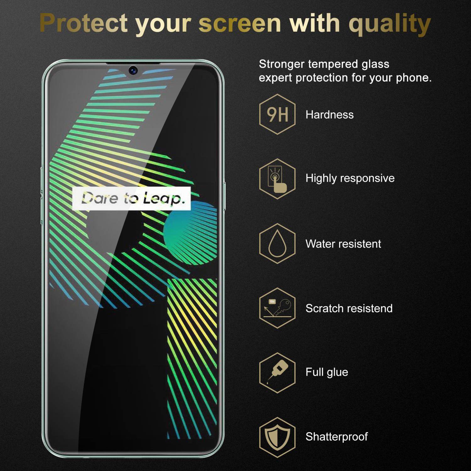 Cadorabo 3x Panzer Folie für Realme 5 / 5i / 6i / C3 Schutzfolie in Transparent Folie Tempered Display-Schutzglas