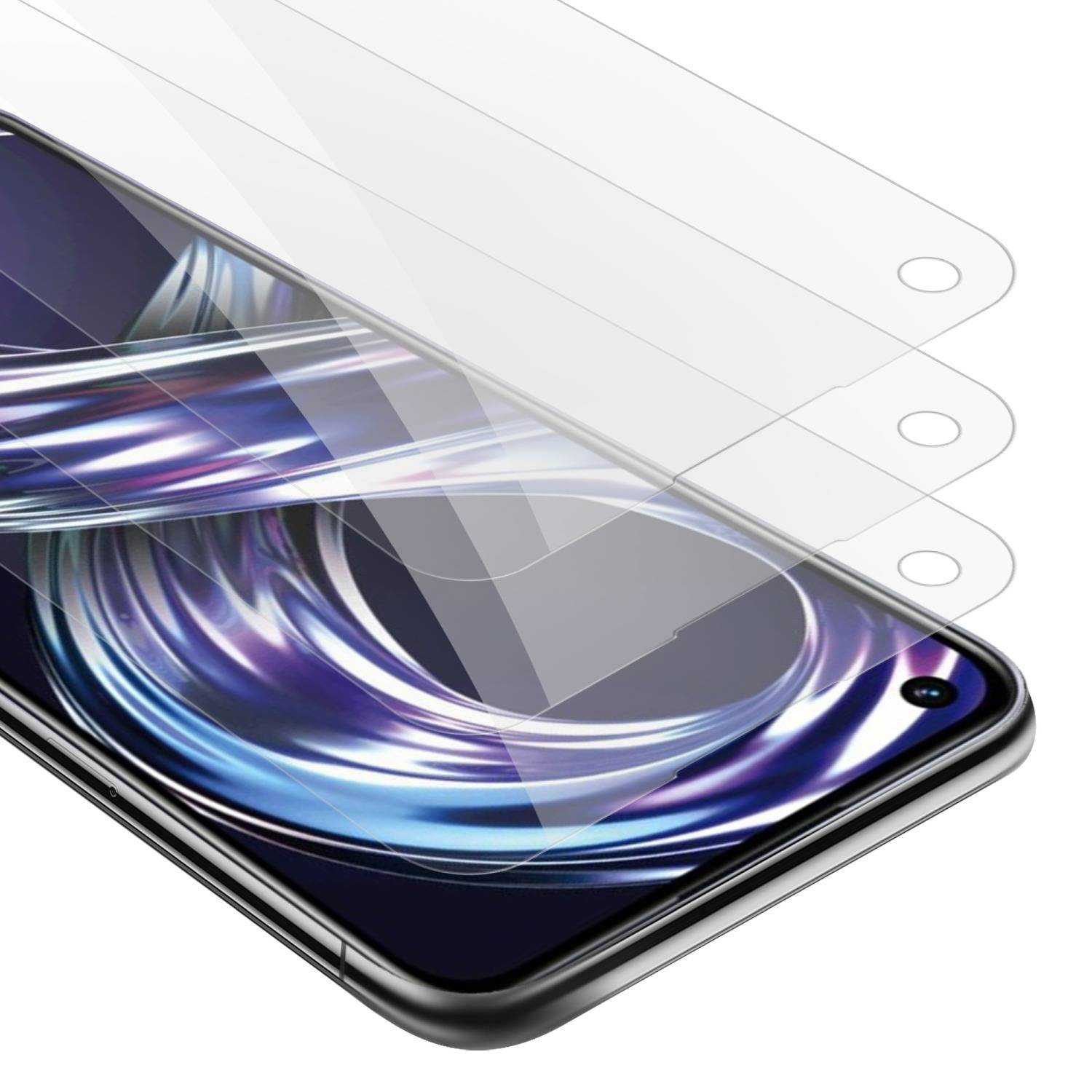 Cadorabo 3x Panzer Folie für Realme 8i / Narzo 50 4G Schutzfolie in Transparent Folie Tempered Display-Schutzglas
