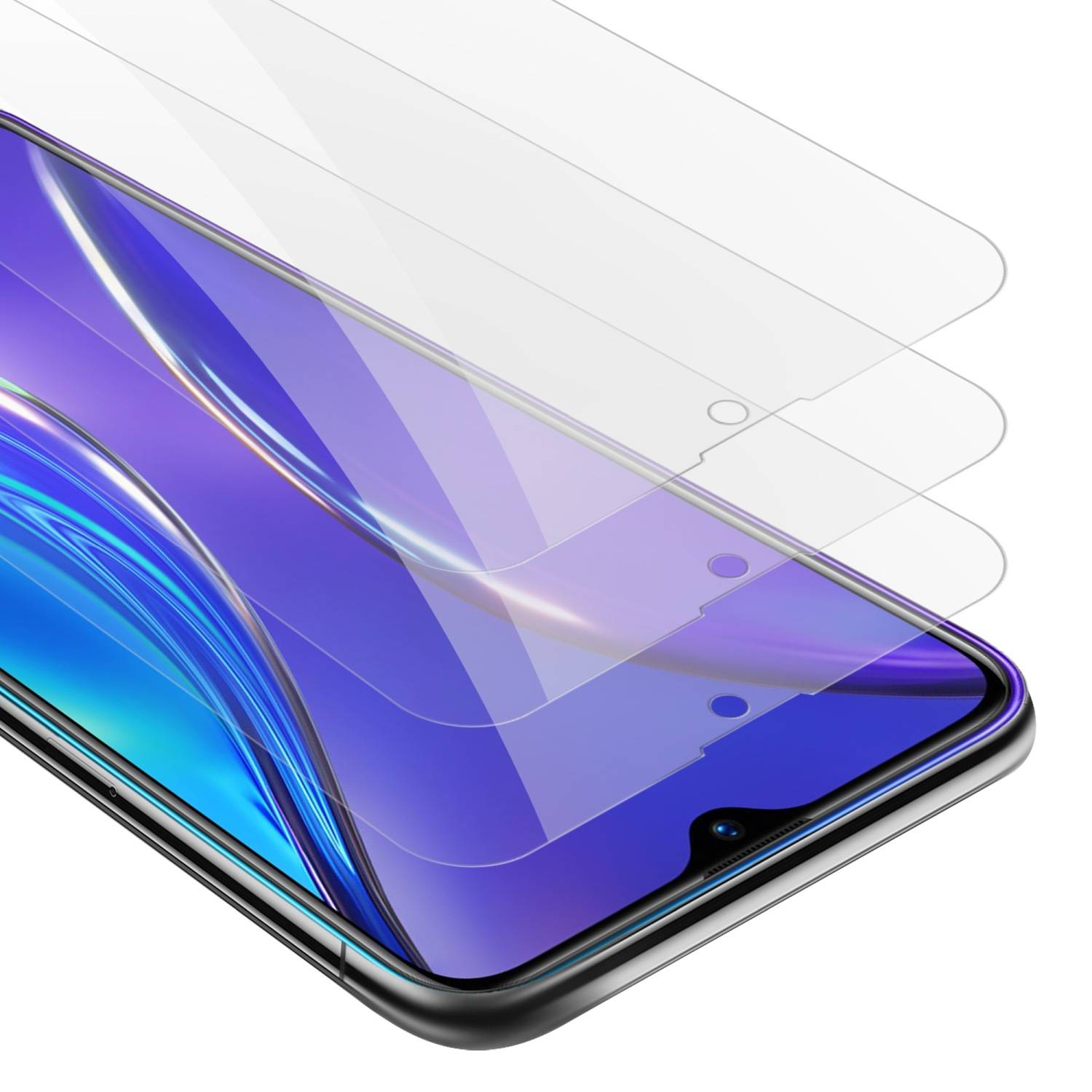 Cadorabo 3x Panzer Folie für Realme X2 / XT / Oppo K5 Schutzfolie in Transparent Folie Tempered Display-Schutzglas