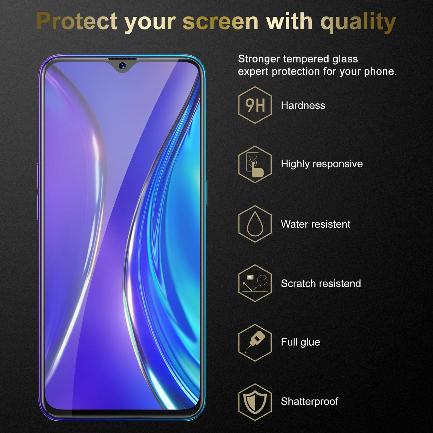 Cadorabo 3x Panzer Folie für Realme X2 / XT / Oppo K5 Schutzfolie in Transparent Folie Tempered Display-Schutzglas
