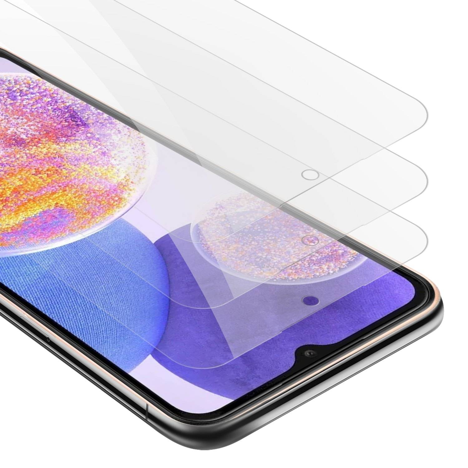 Cadorabo 3x Panzer Folie für Samsung Galaxy A23 4G Schutzfolie in Transparent Folie Tempered Display-Schutzglas