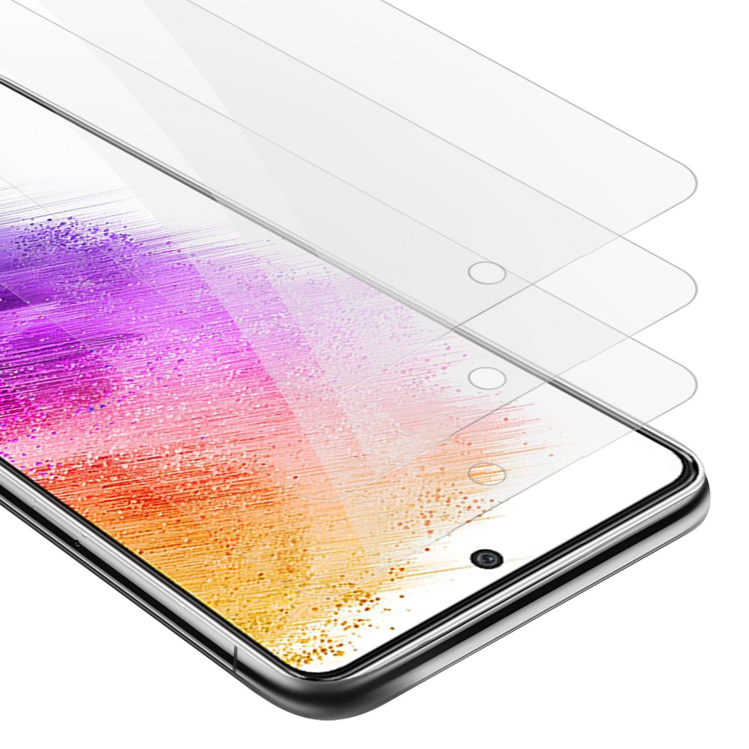 Cadorabo 3x Panzer Folie für Samsung Galaxy A73 5G Schutzfolie in Transparent Folie Tempered Display-Schutzglas