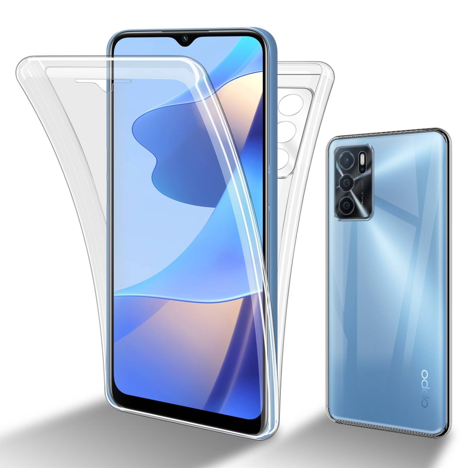 Cadorabo Schutzhülle für Oppo A16s / A54s Hülle in Transparent 360° Etui Full Body Handyhülle Cover Case
