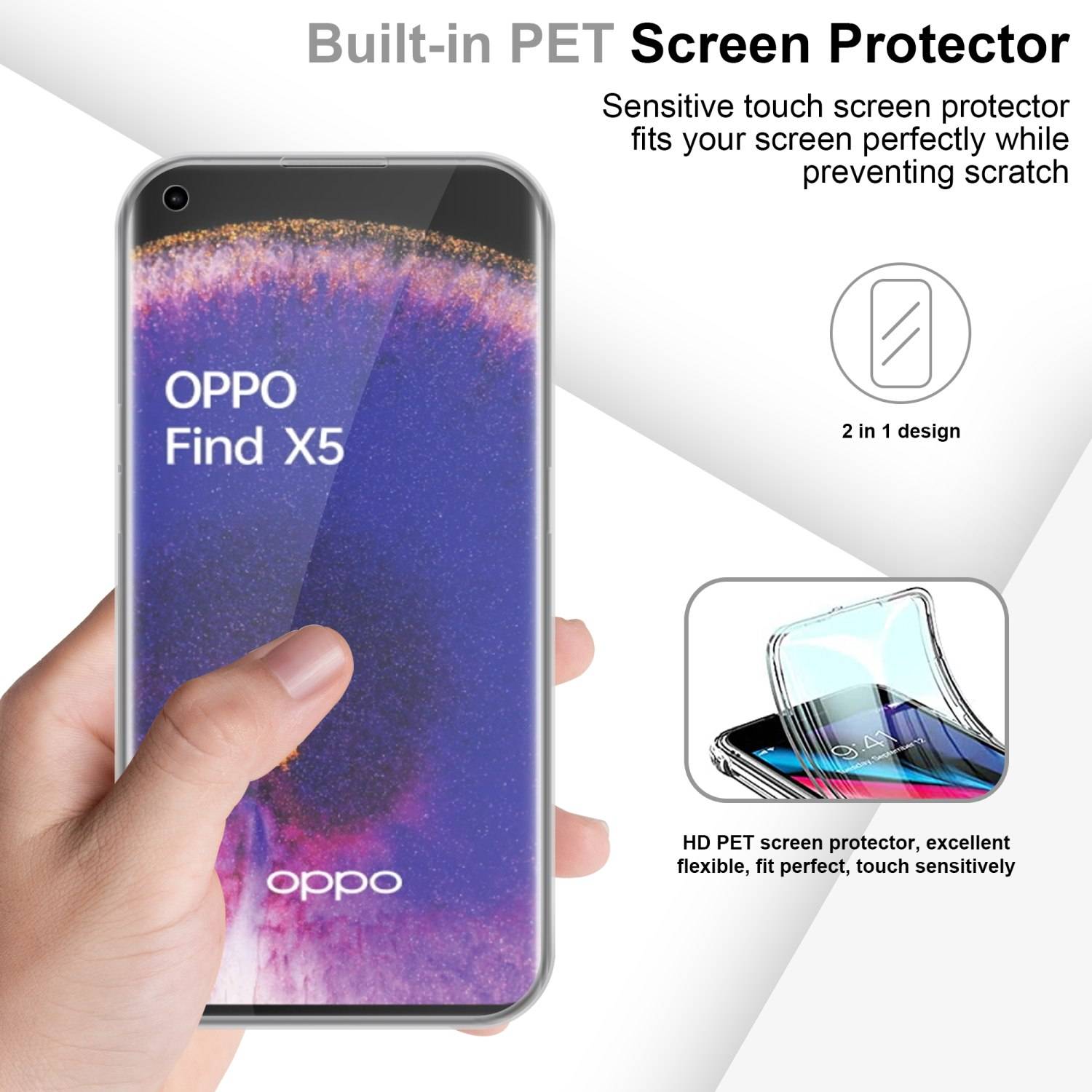 Cadorabo Schutzhülle für Oppo FIND X5 Hülle in Transparent 360° Etui Full Body Handyhülle Cover Case