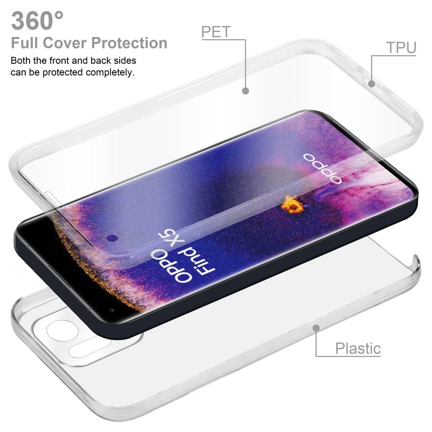 Cadorabo Schutzhülle für Oppo FIND X5 Hülle in Transparent 360° Etui Full Body Handyhülle Cover Case