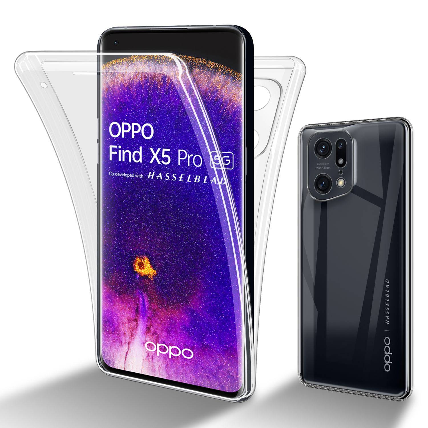 Cadorabo Schutzhülle für Oppo FIND X5 PRO Hülle in Transparent 360° Etui Full Body Handyhülle Cover Case
