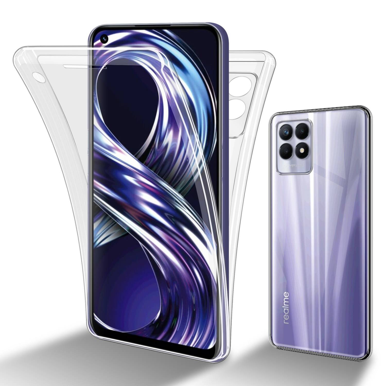 Cadorabo Schutzhülle für Realme 8i / Narzo 50 4G Hülle in Transparent 360° Etui Full Body Handyhülle Cover Case