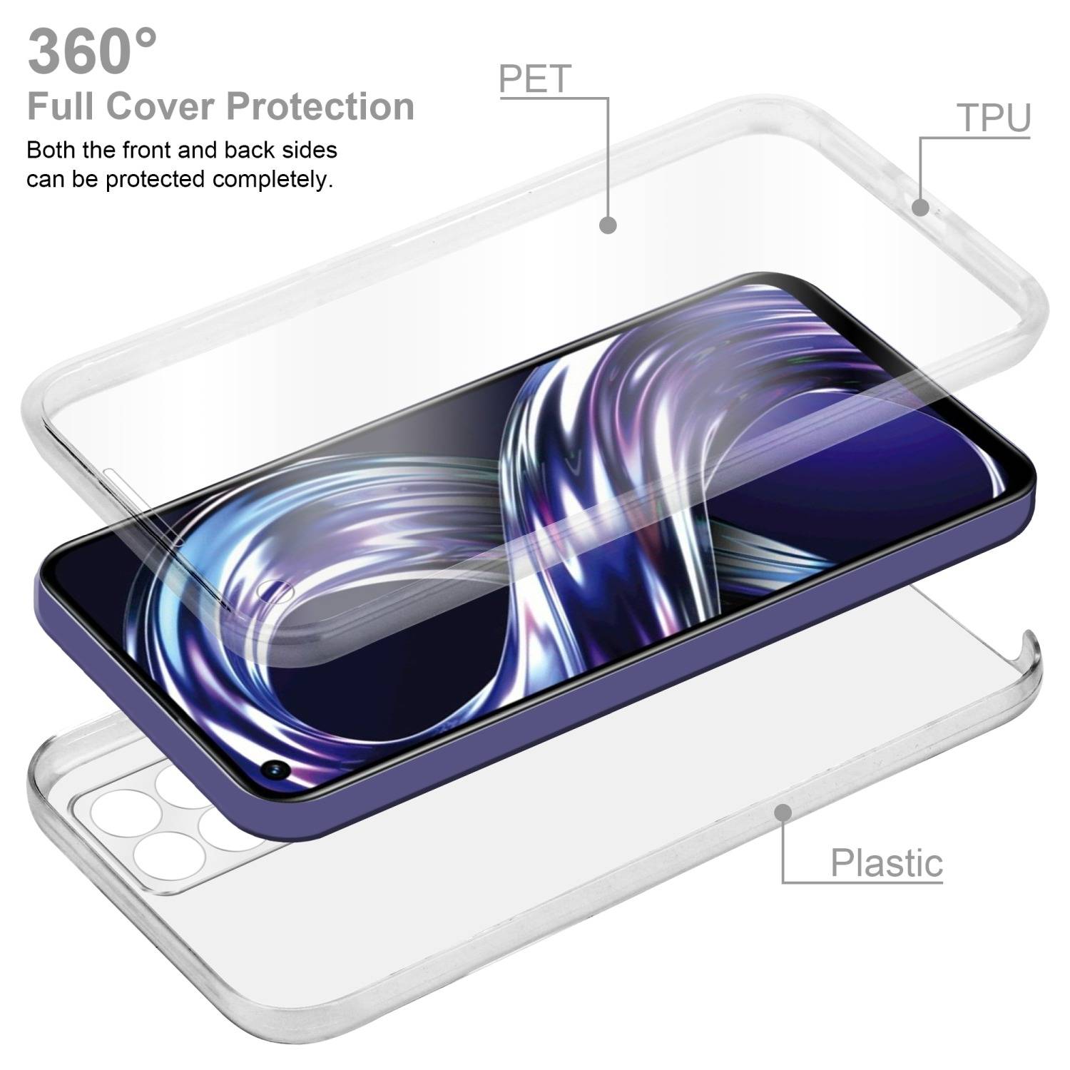 Cadorabo Schutzhülle für Realme 8i / Narzo 50 4G Hülle in Transparent 360° Etui Full Body Handyhülle Cover Case