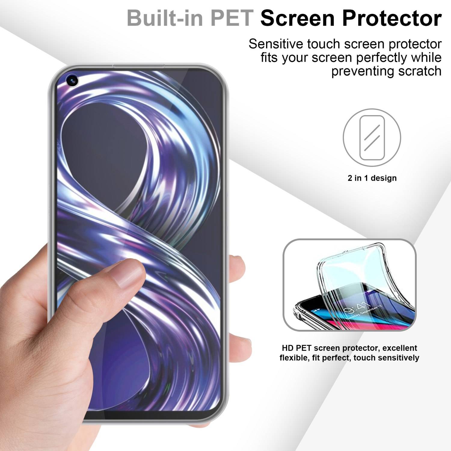 Cadorabo Schutzhülle für Realme 8i / Narzo 50 4G Hülle in Transparent 360° Etui Full Body Handyhülle Cover Case