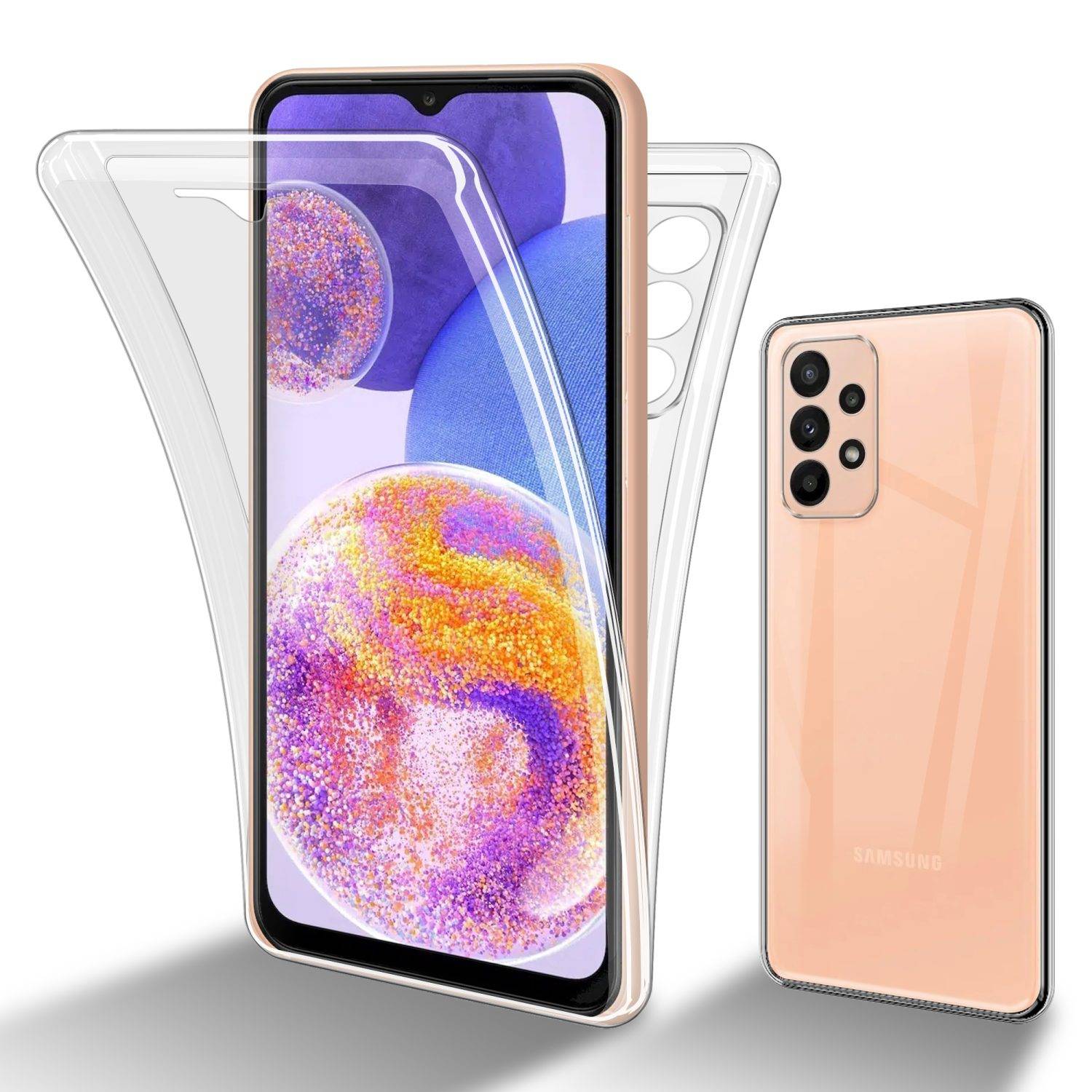 Cadorabo Schutzhülle für Samsung Galaxy A23 4G Hülle in Transparent 360° Etui Full Body Handyhülle Cover Case