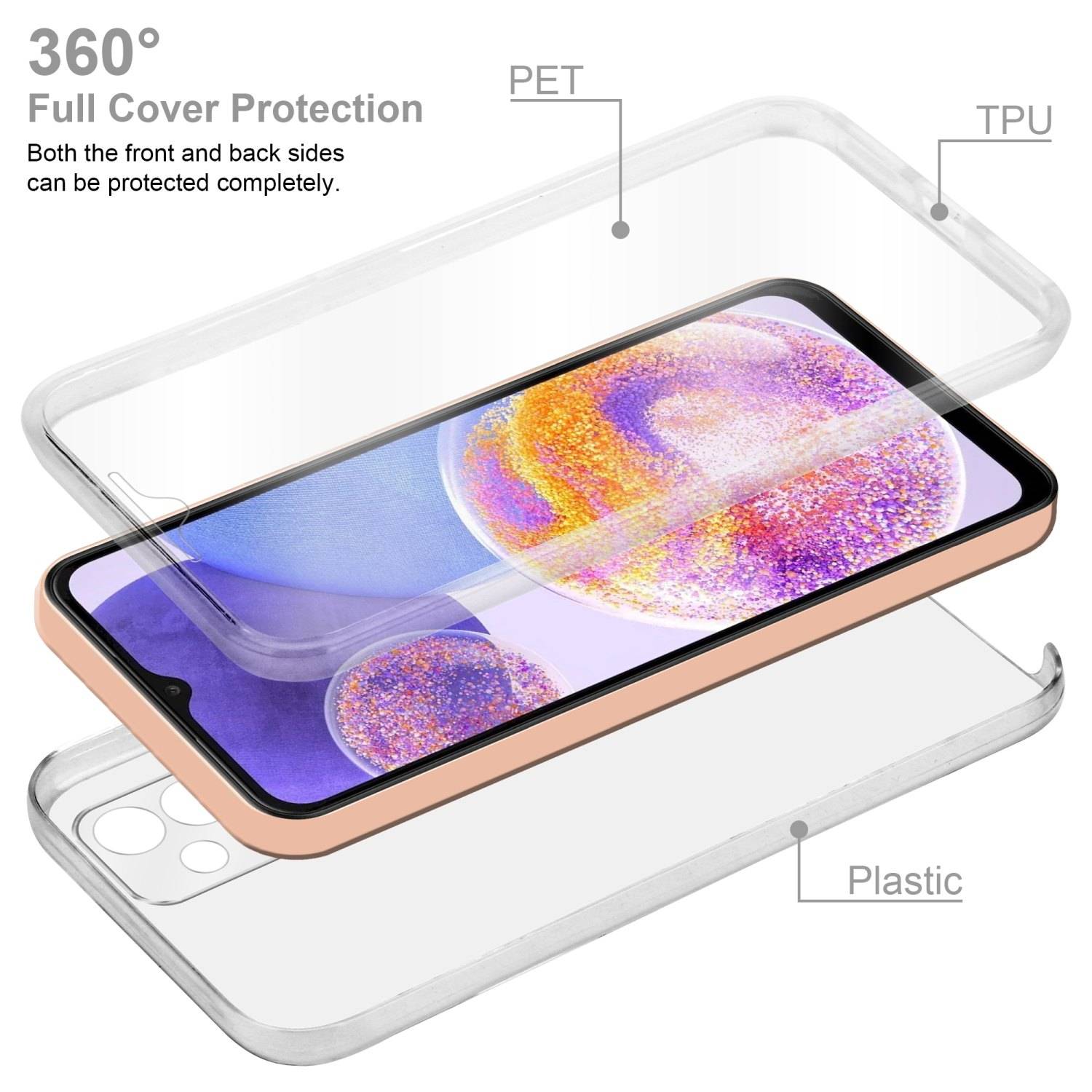 Cadorabo Schutzhülle für Samsung Galaxy A23 4G Hülle in Transparent 360° Etui Full Body Handyhülle Cover Case