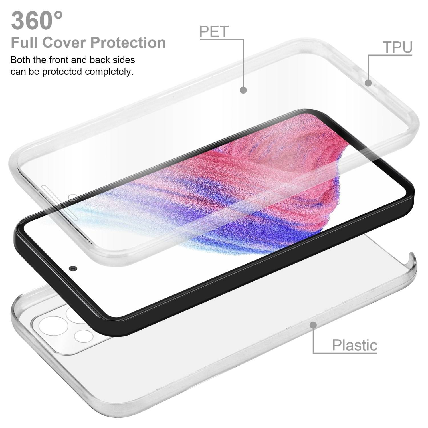 Cadorabo Schutzhülle für Samsung Galaxy A53 5G Hülle in Transparent 360° Etui Full Body Handyhülle Cover Case
