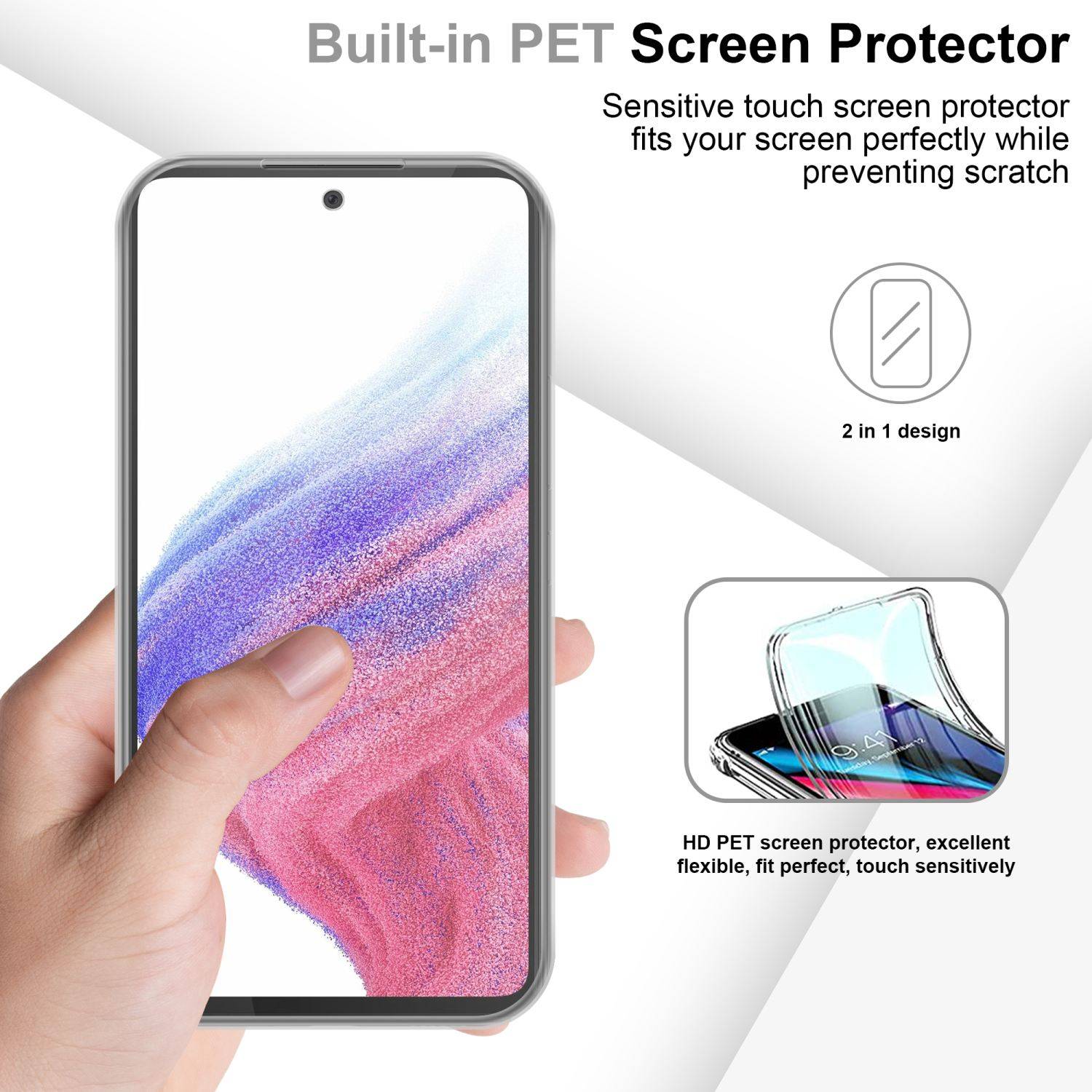 Cadorabo Schutzhülle für Samsung Galaxy A53 5G Hülle in Transparent 360° Etui Full Body Handyhülle Cover Case