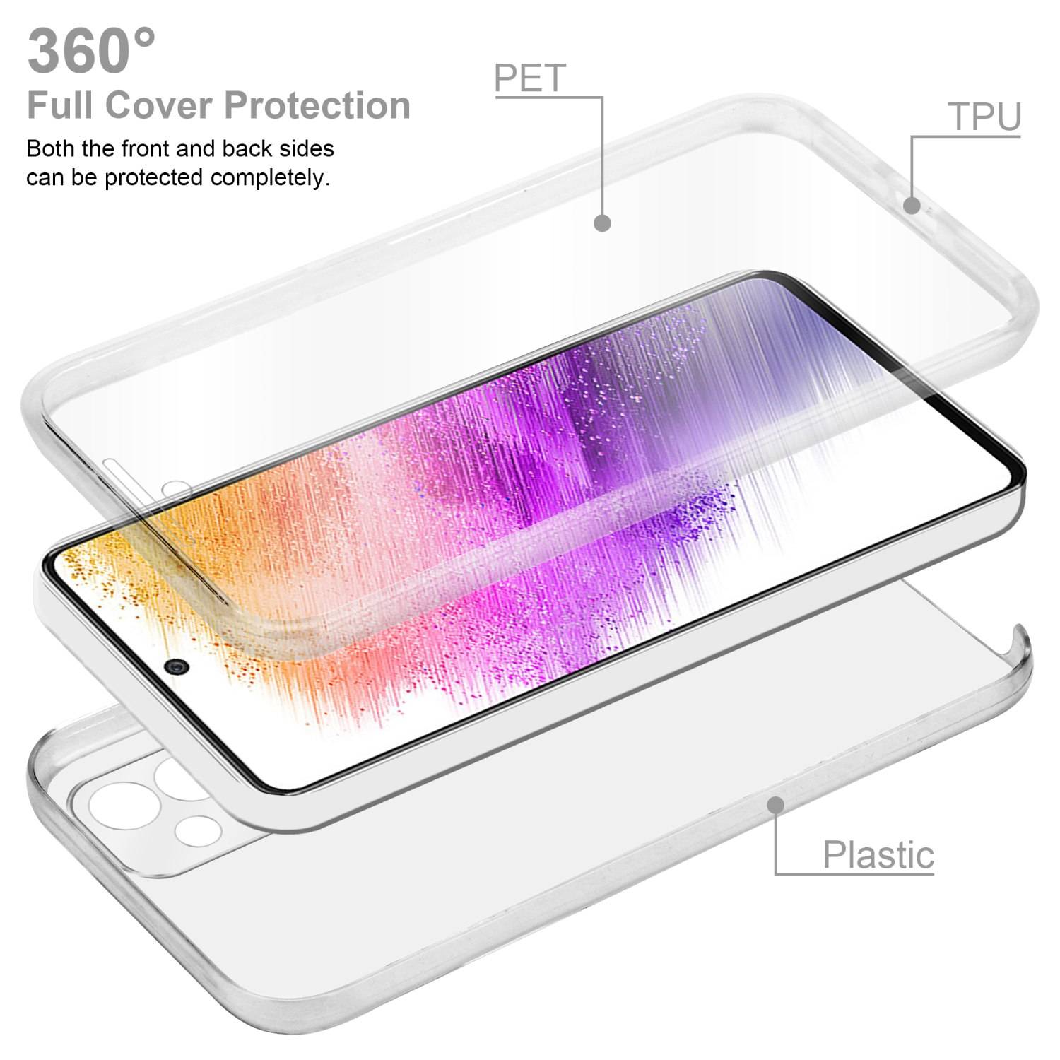 Cadorabo Schutzhülle für Samsung Galaxy A73 5G Hülle in Transparent 360° Etui Full Body Handyhülle Cover Case