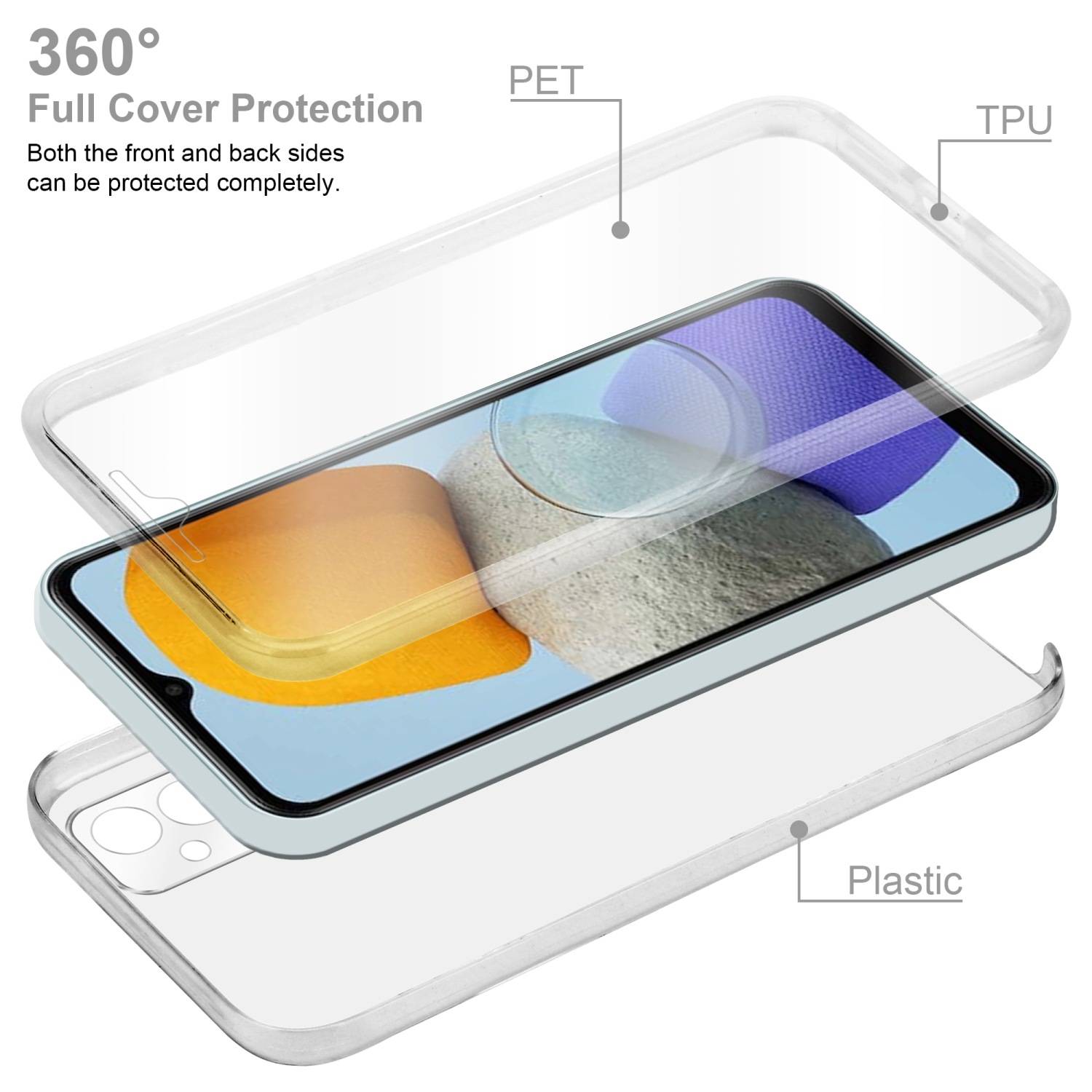 Cadorabo Schutzhülle für Samsung Galaxy M23 5G Hülle in Transparent 360° Etui Full Body Handyhülle Cover Case
