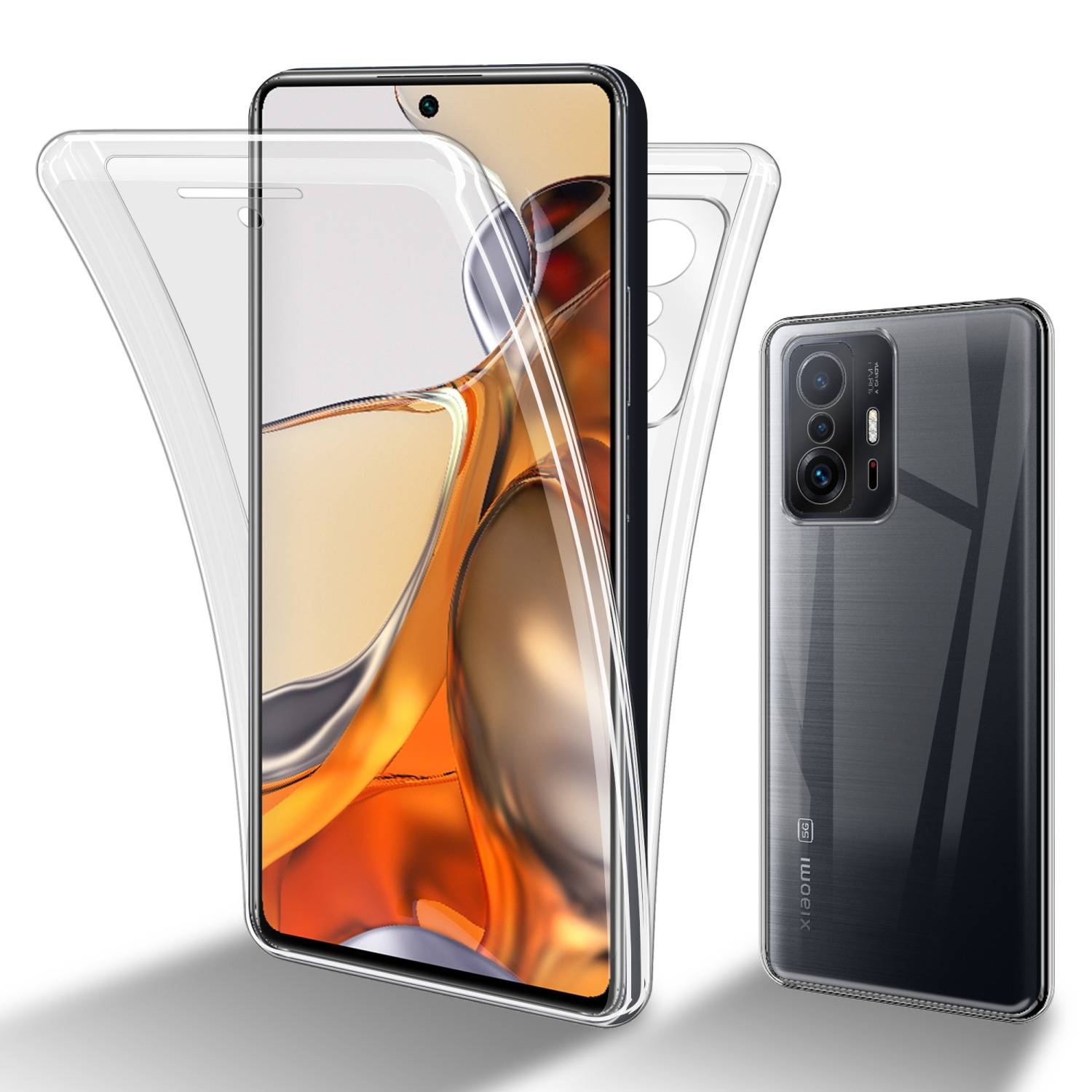 Cadorabo Schutzhülle für Xiaomi 11T / 11T PRO Hülle in Transparent 360° Etui Full Body Handyhülle Cover Case