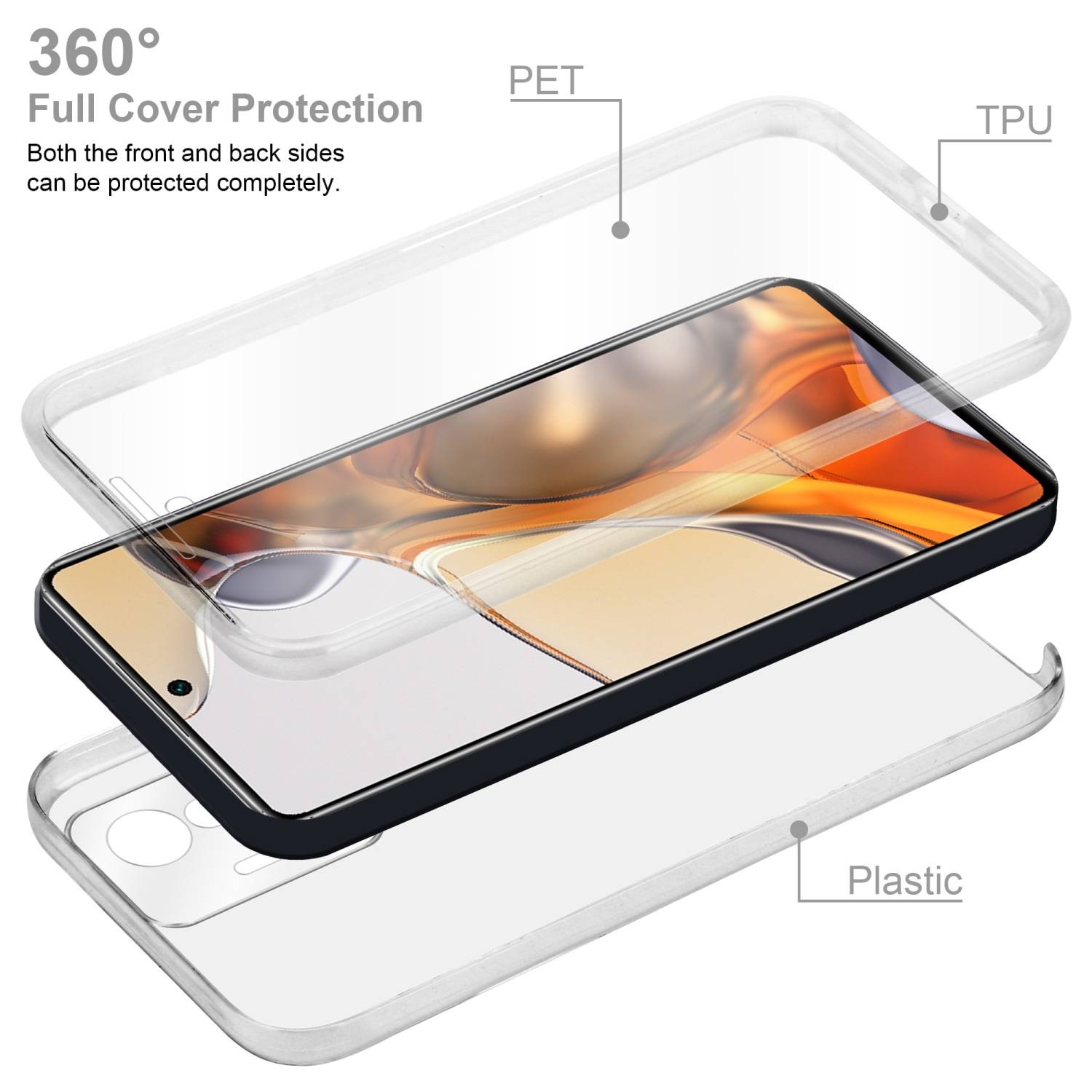 Cadorabo Schutzhülle für Xiaomi 11T / 11T PRO Hülle in Transparent 360° Etui Full Body Handyhülle Cover Case