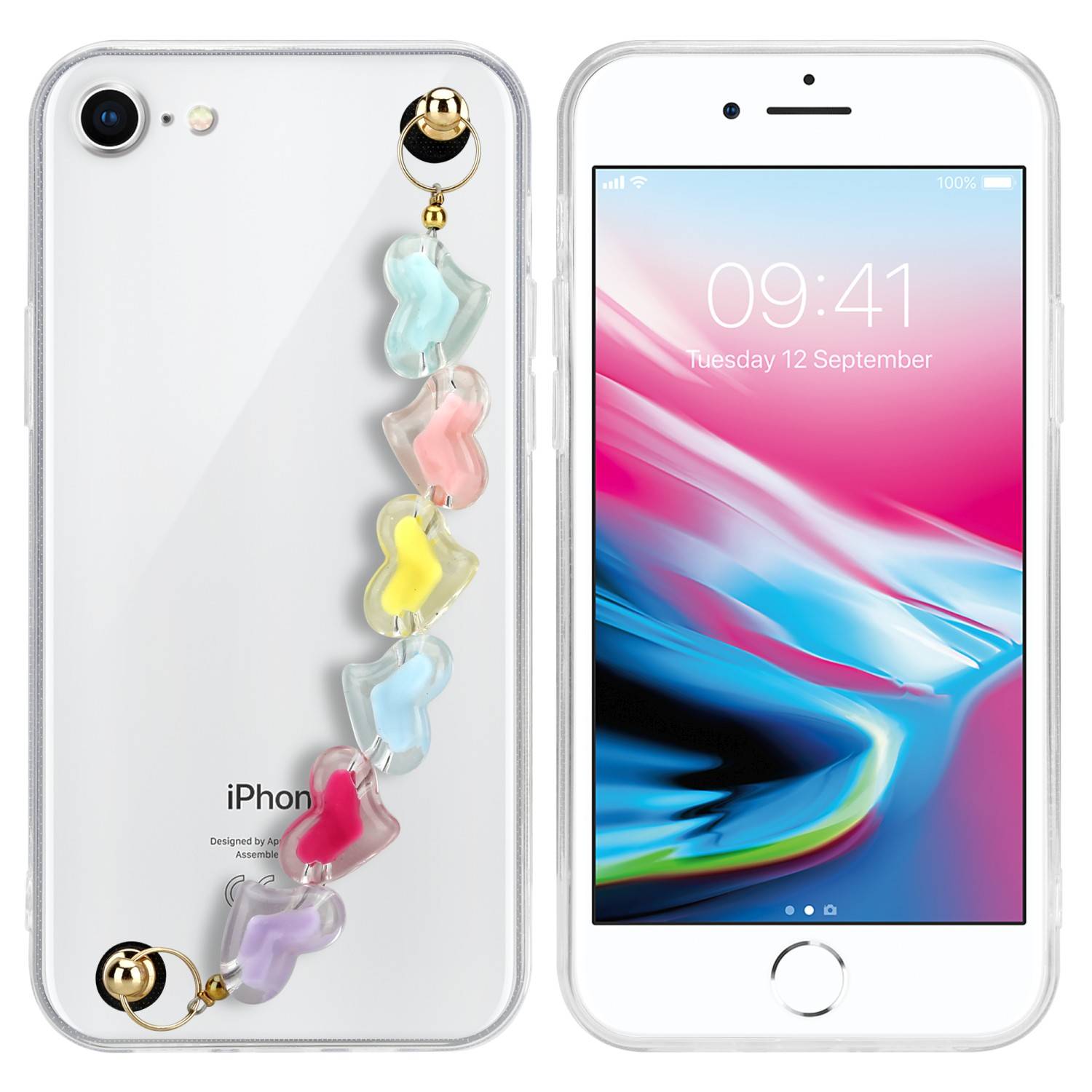 Cadorabo Hülle für Apple iPhone 7 / 7S / 8 / SE 2020 Schutz Hülle in Transparent Handyhülle TPU Etui Cover Handgelenk
