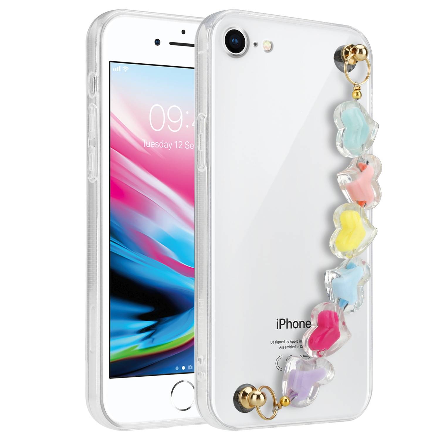 Cadorabo Hülle für Apple iPhone 7 / 7S / 8 / SE 2020 Schutz Hülle in Transparent Handyhülle TPU Etui Cover Handgelenk