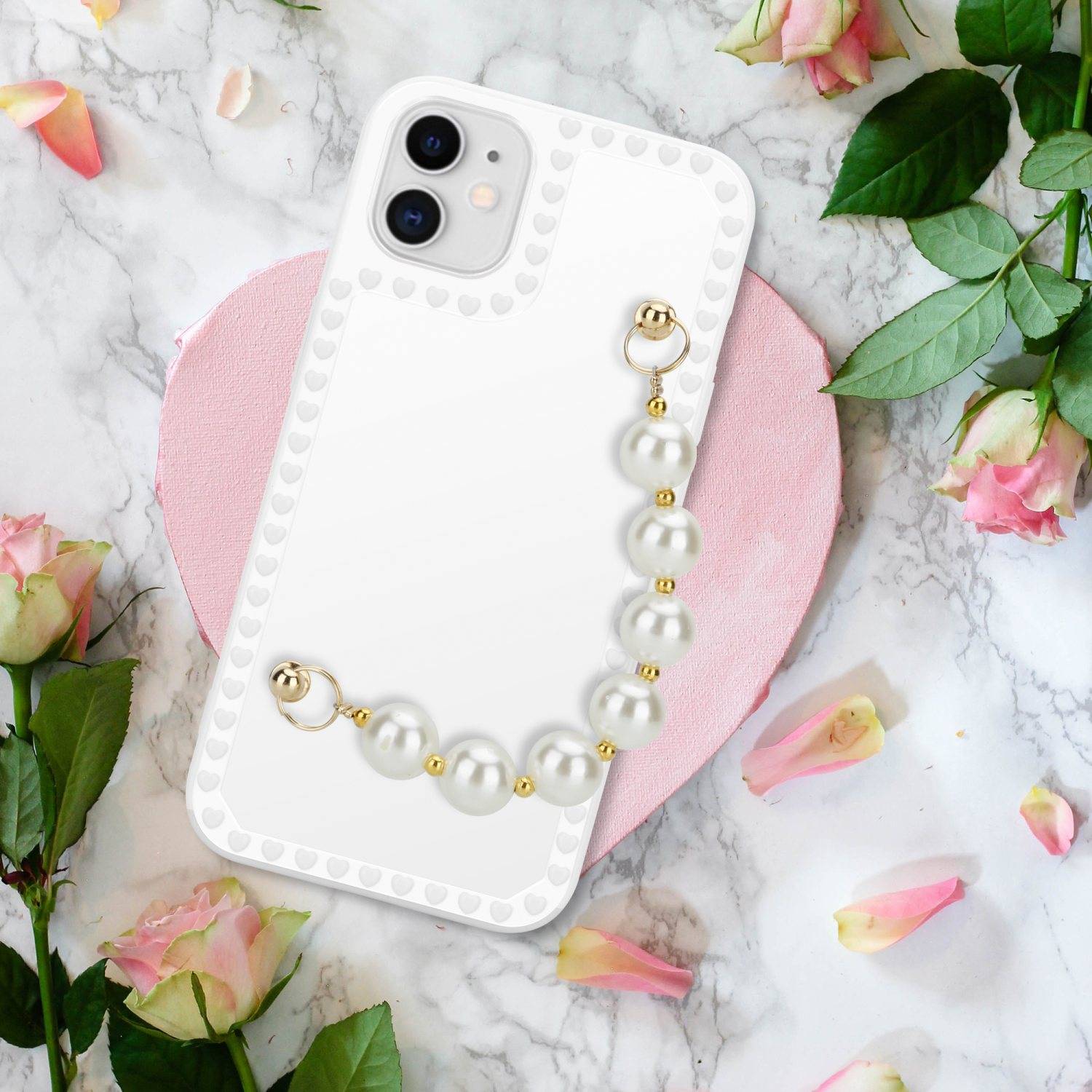 Cadorabo Hülle für Apple iPhone 11 Schutz Hülle in Weiß Handyhülle TPU Etui Cover Handgelenk Kette