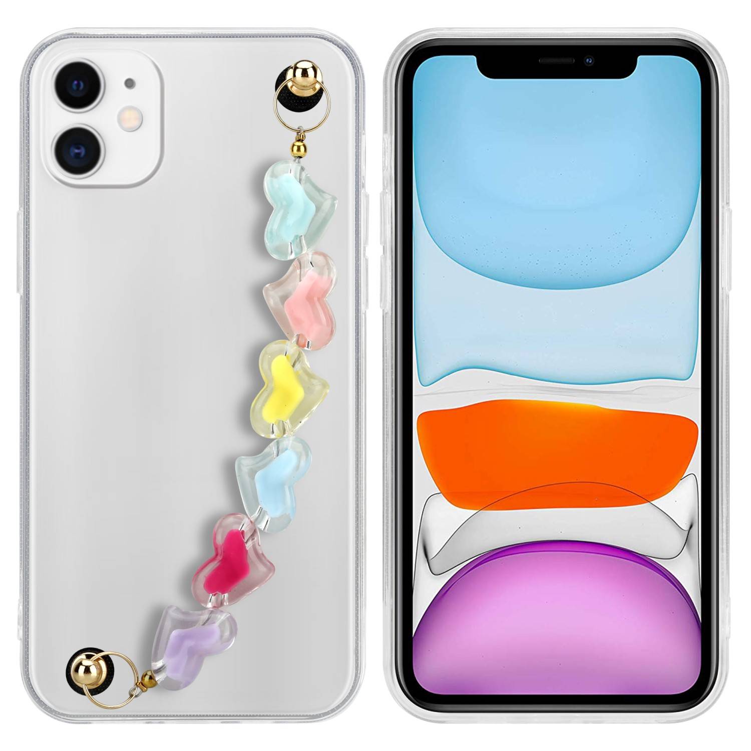 Cadorabo Hülle für Apple iPhone 11 Schutz Hülle in Transparent Handyhülle TPU Etui Cover Handgelenk Kette