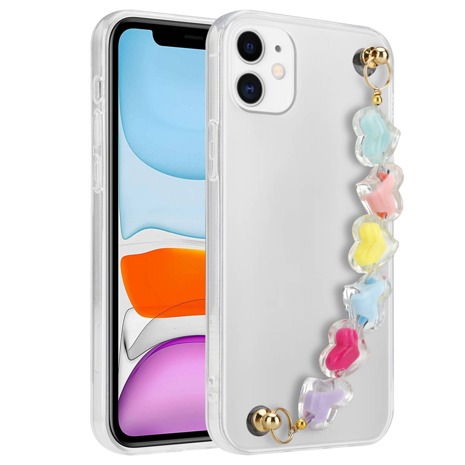Cadorabo Hülle für Apple iPhone 11 Schutz Hülle in Transparent Handyhülle TPU Etui Cover Handgelenk Kette