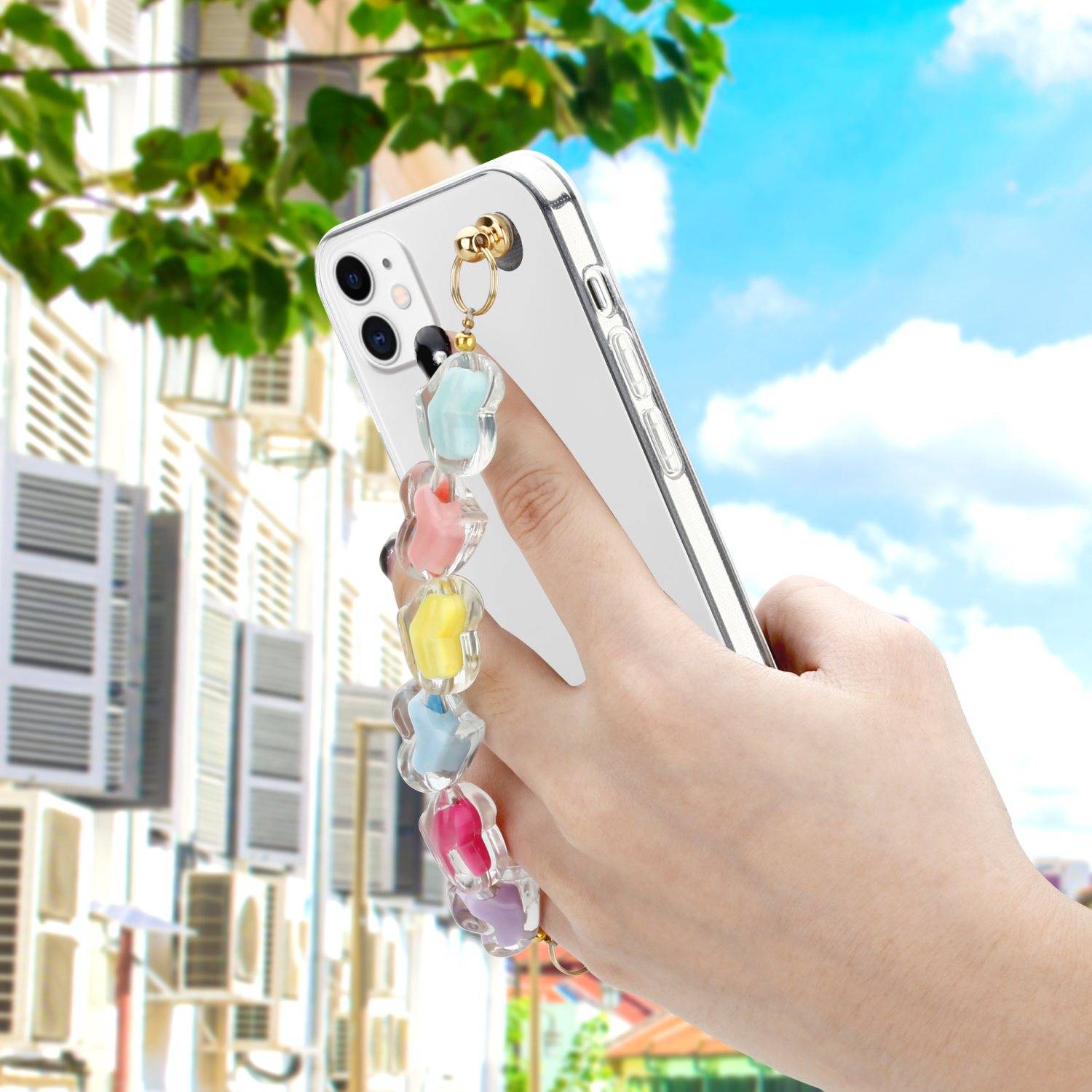 Cadorabo Hülle für Apple iPhone 11 Schutz Hülle in Transparent Handyhülle TPU Etui Cover Handgelenk Kette