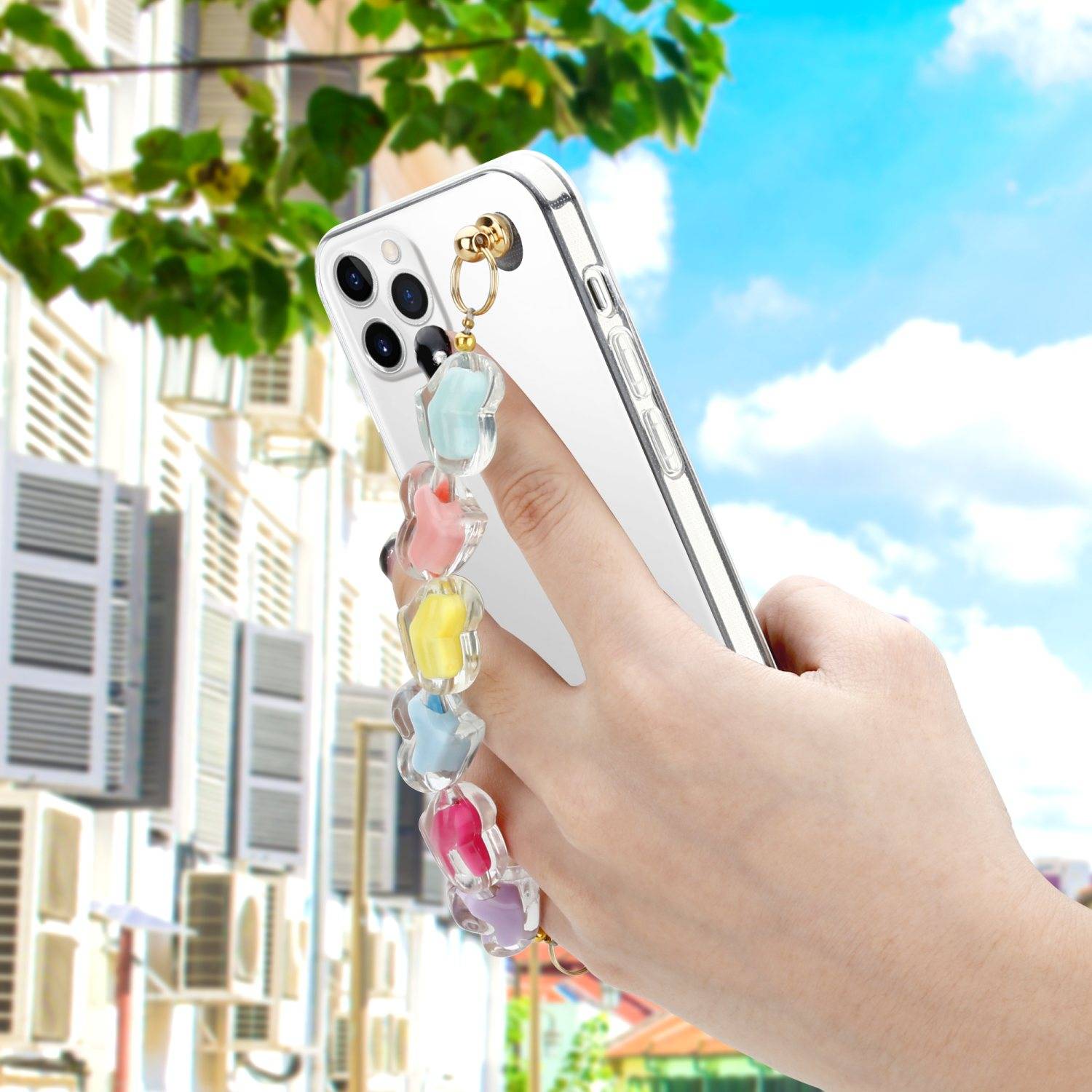 Cadorabo Hülle für Apple iPhone 11 PRO Schutz Hülle in Transparent Handyhülle TPU Etui Cover Handgelenk Kette