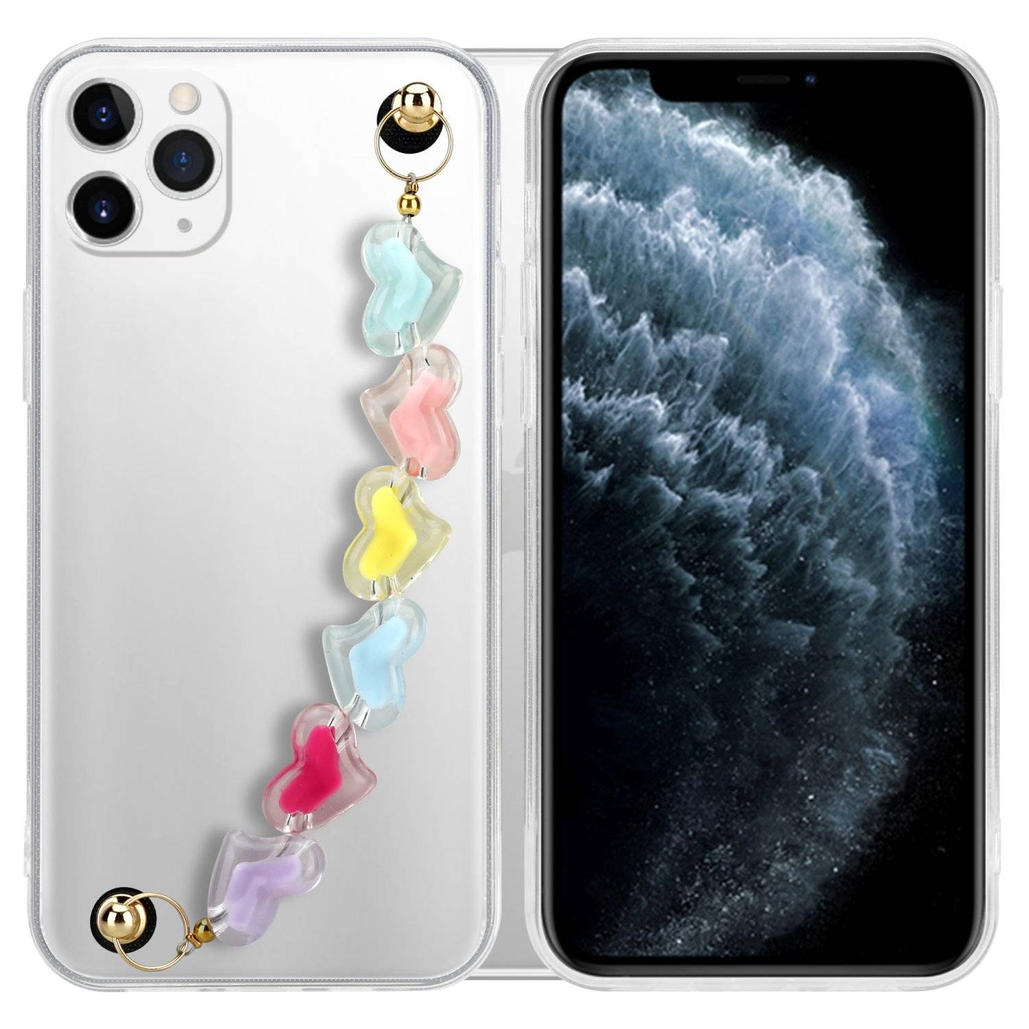 Cadorabo Hülle für Apple iPhone 11 PRO MAX Schutz Hülle in Transparent Handyhülle TPU Etui Cover Handgelenk Kette