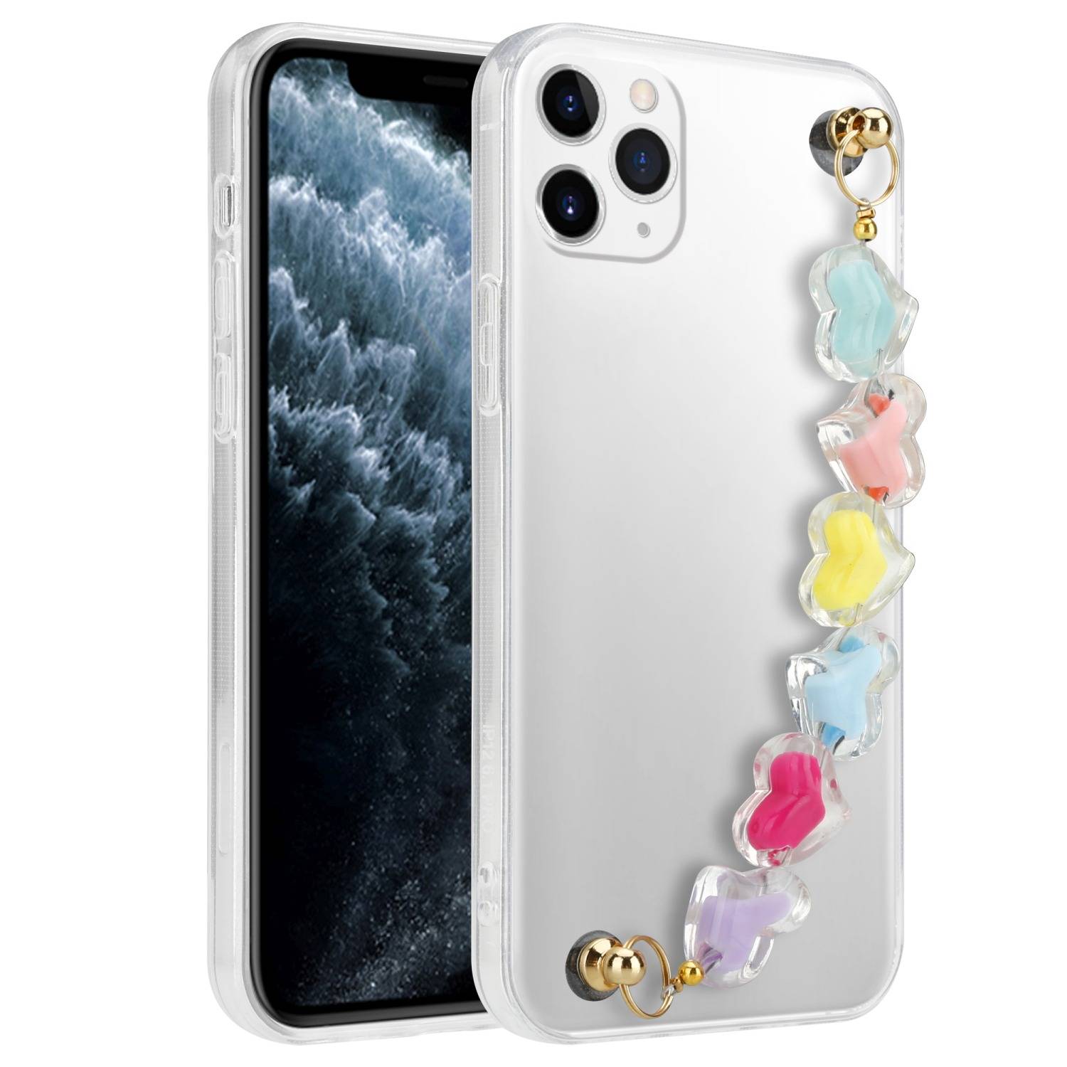 Cadorabo Hülle für Apple iPhone 11 PRO MAX Schutz Hülle in Transparent Handyhülle TPU Etui Cover Handgelenk Kette