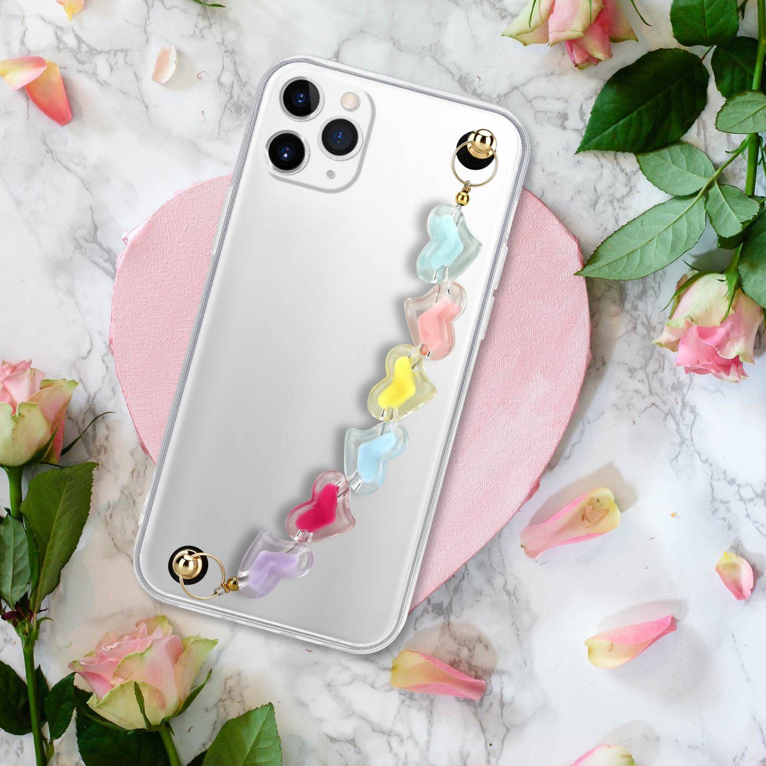 Cadorabo Hülle für Apple iPhone 11 PRO MAX Schutz Hülle in Transparent Handyhülle TPU Etui Cover Handgelenk Kette