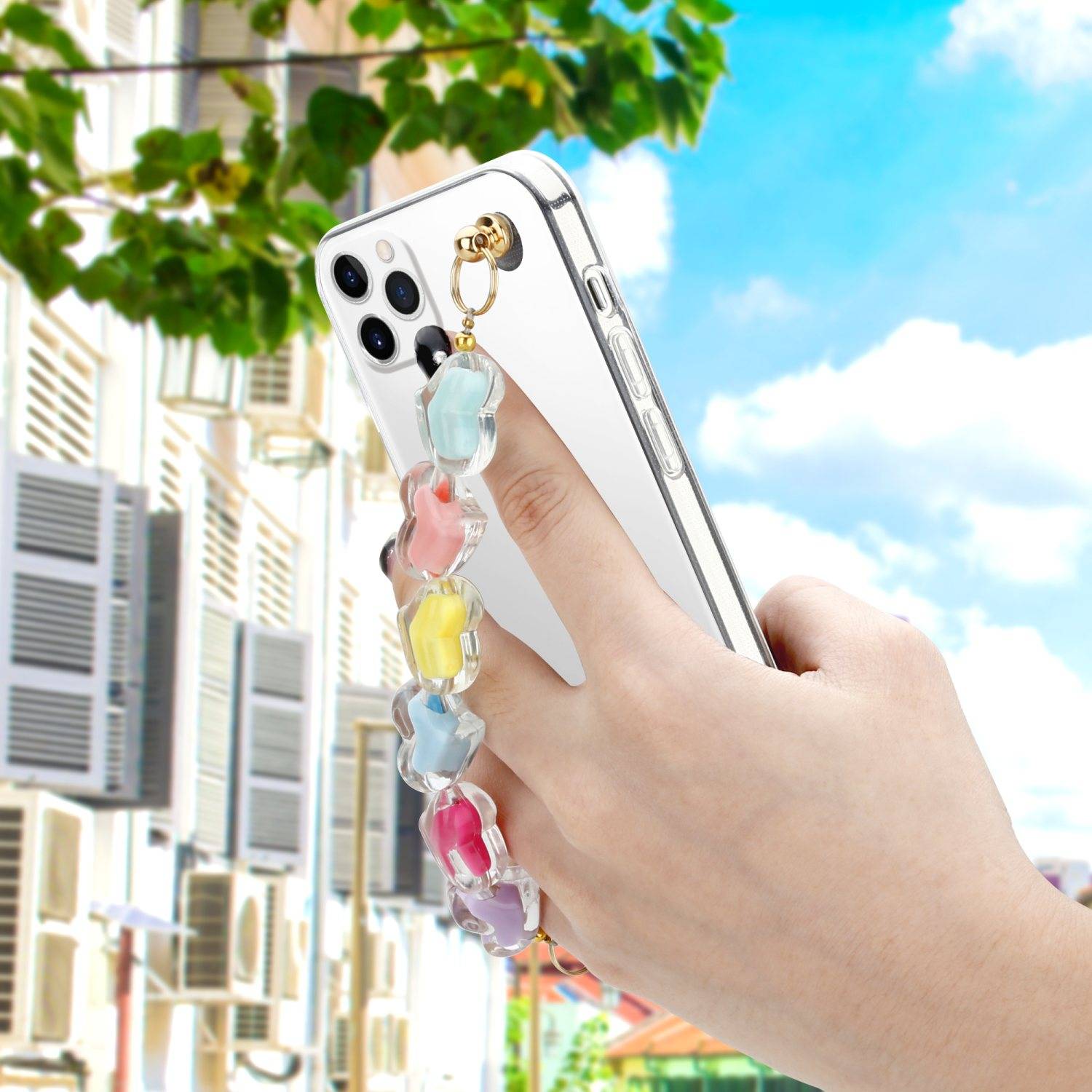 Cadorabo Hülle für Apple iPhone 11 PRO MAX Schutz Hülle in Transparent Handyhülle TPU Etui Cover Handgelenk Kette